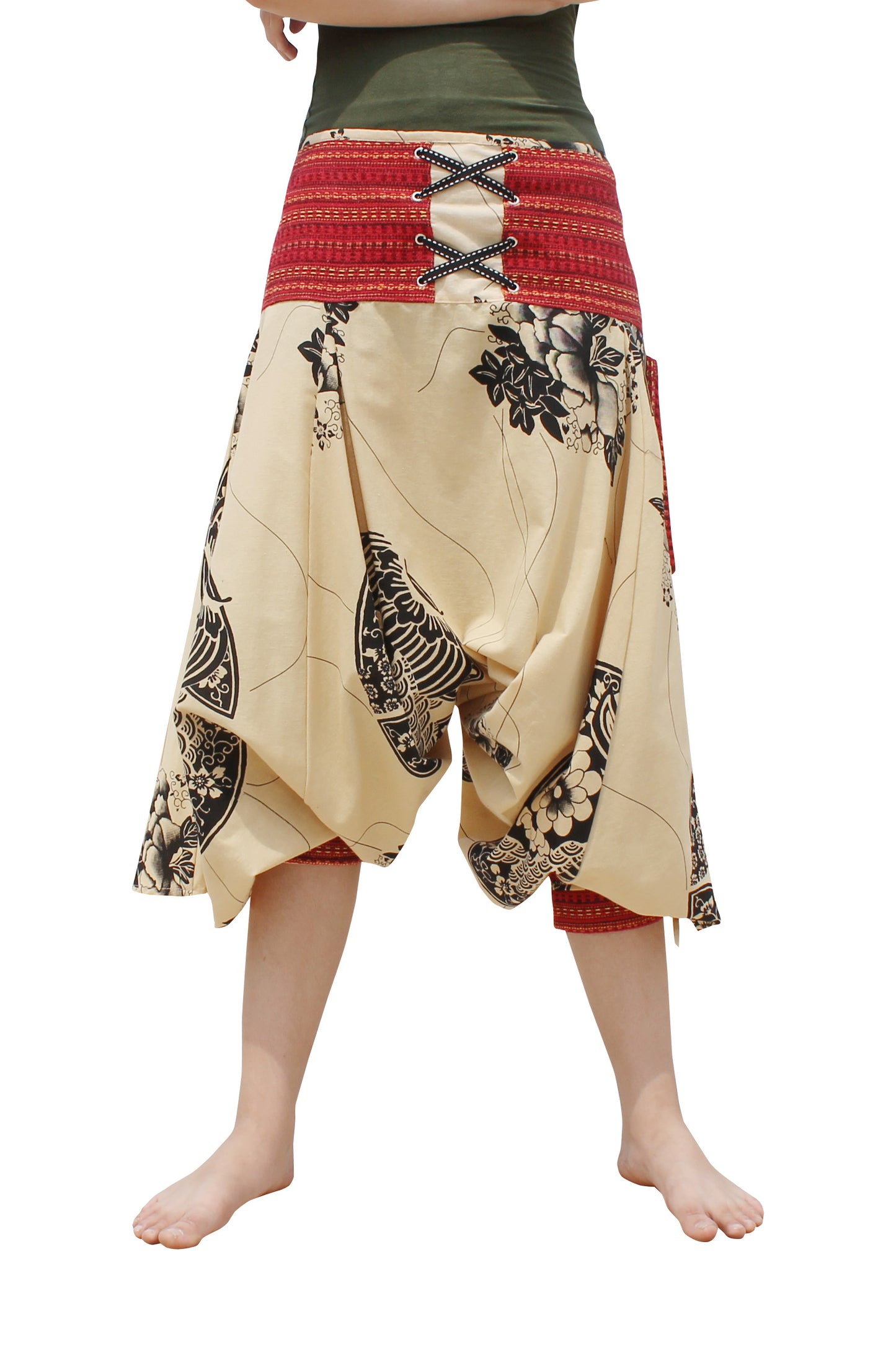 RaanPahMuang Ankle Cuff Textured Cotton Kyoto Pants with Hanging Pocket