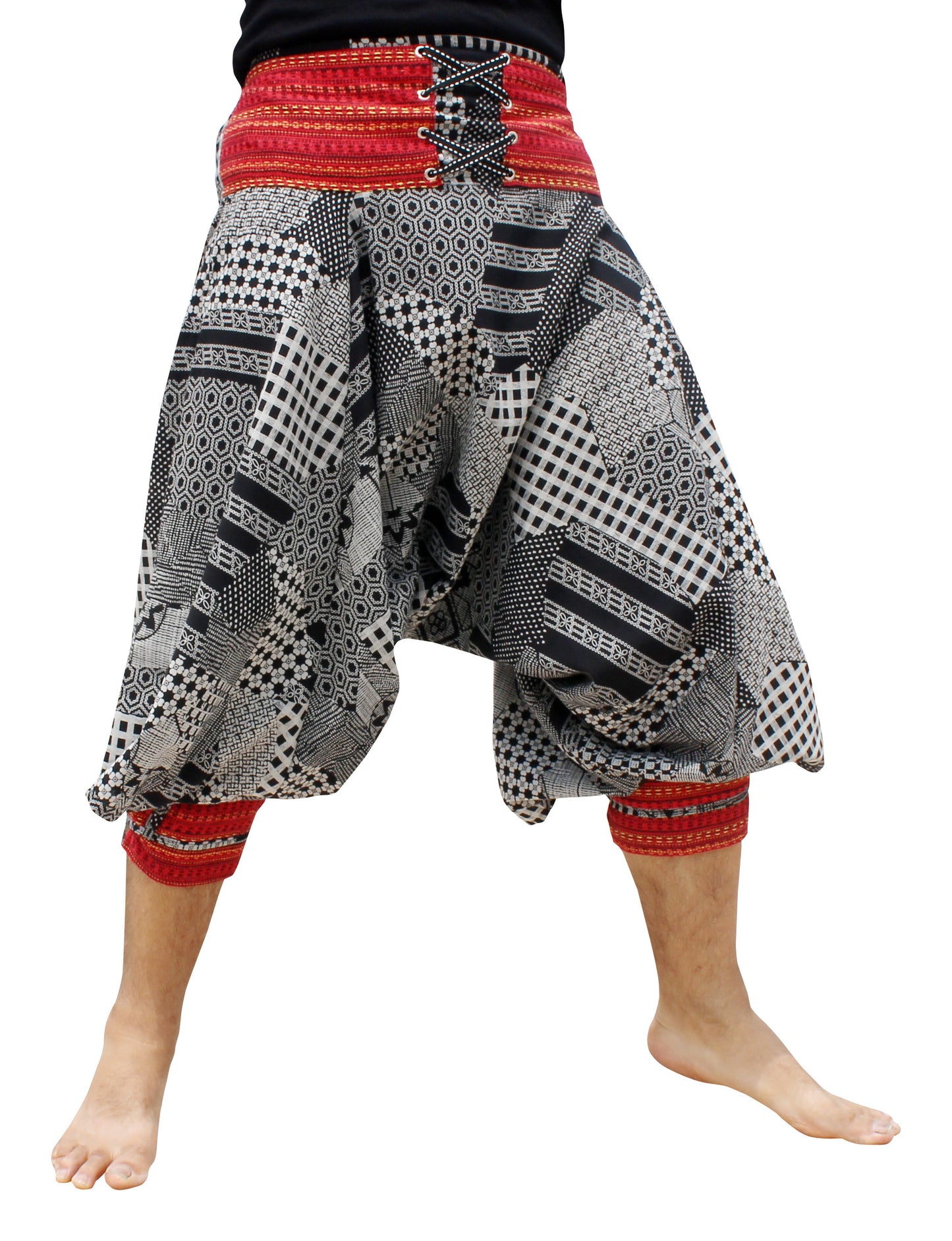 RaanPahMuang Ankle Cuff Textured Cotton Kyoto Pants with Hanging Pocket
