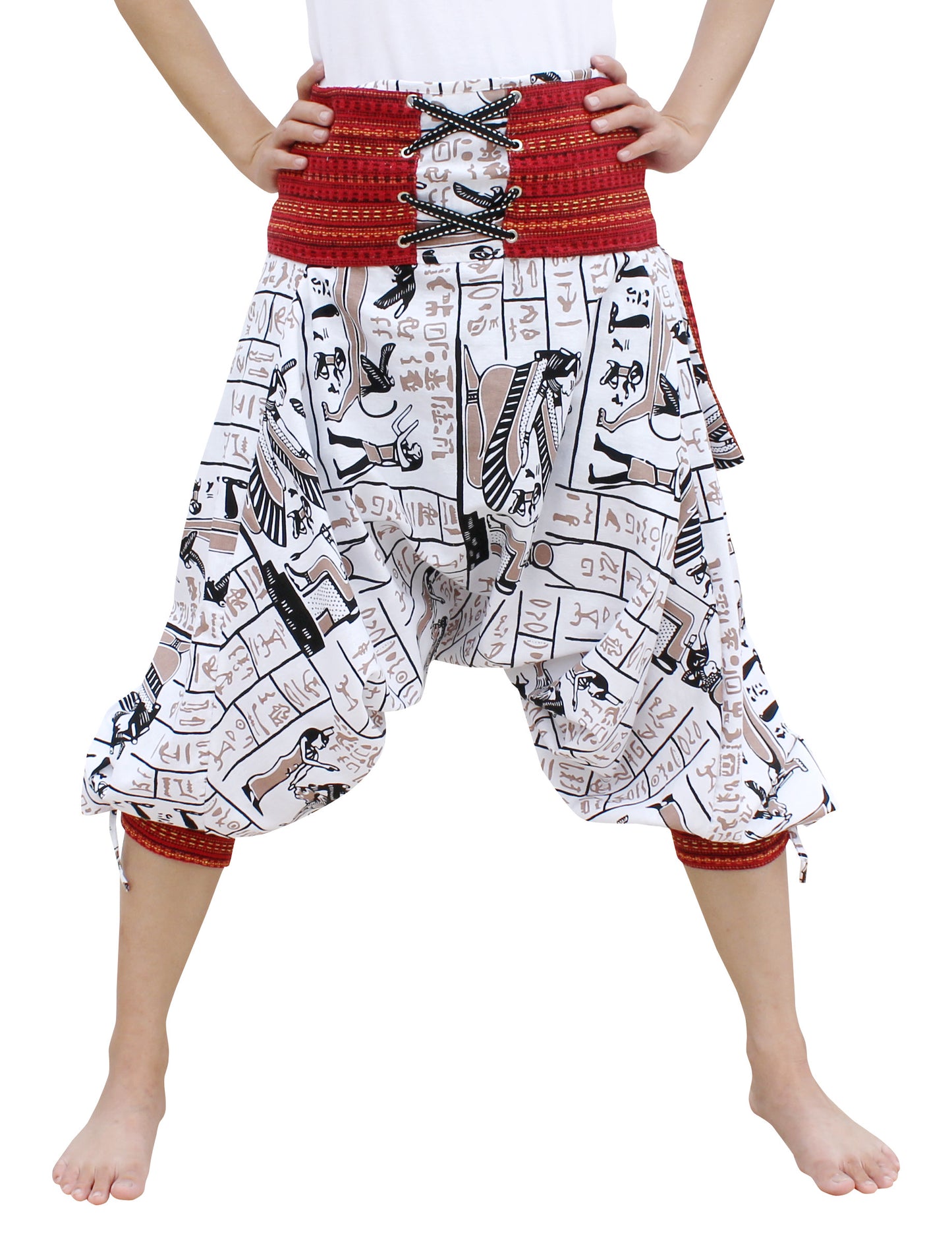 RaanPahMuang Ankle Cuff Textured Cotton Kyoto Pants with Hanging Pocket