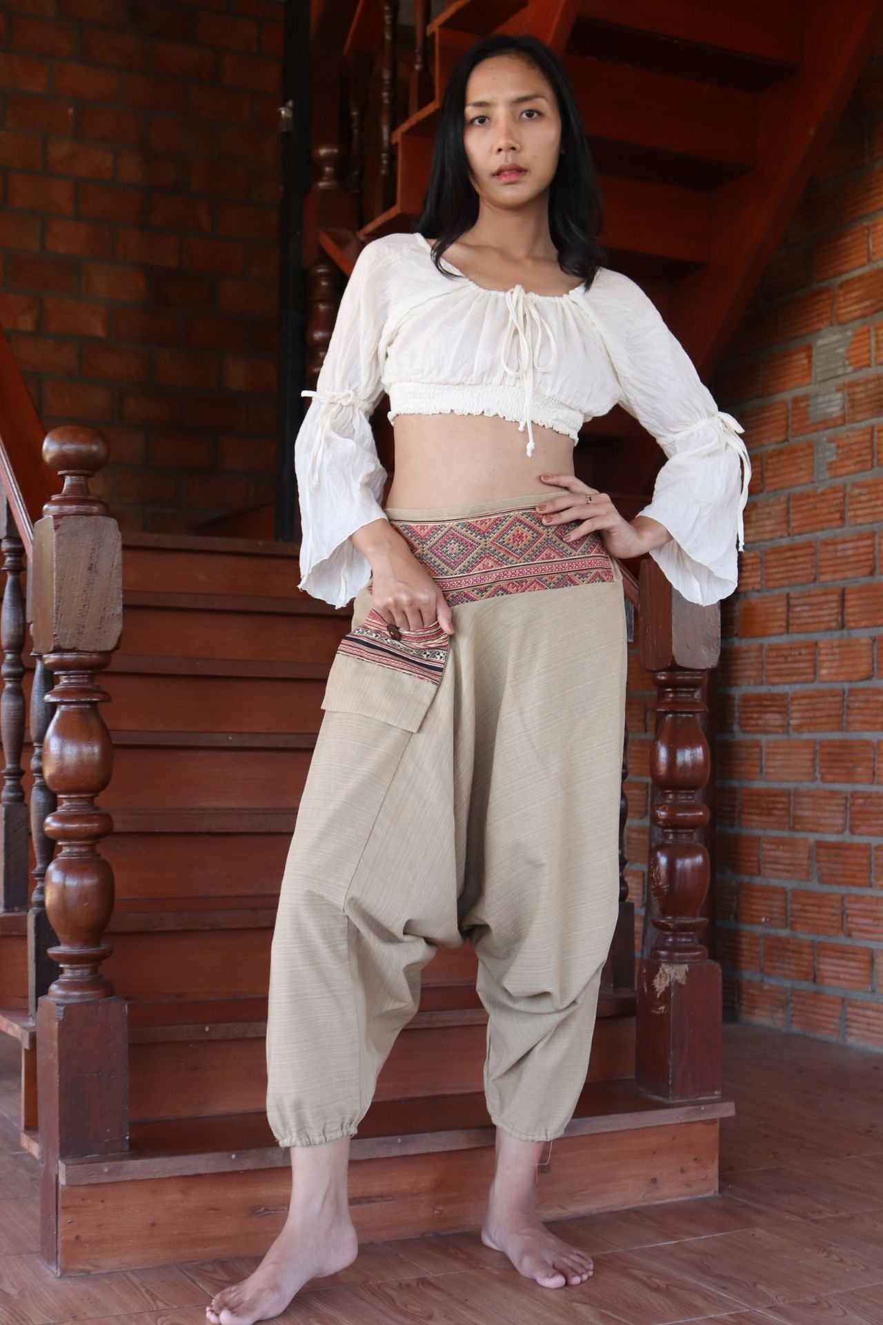 Premium Cotton Aladin Pants With Side Pocket Hippy Style