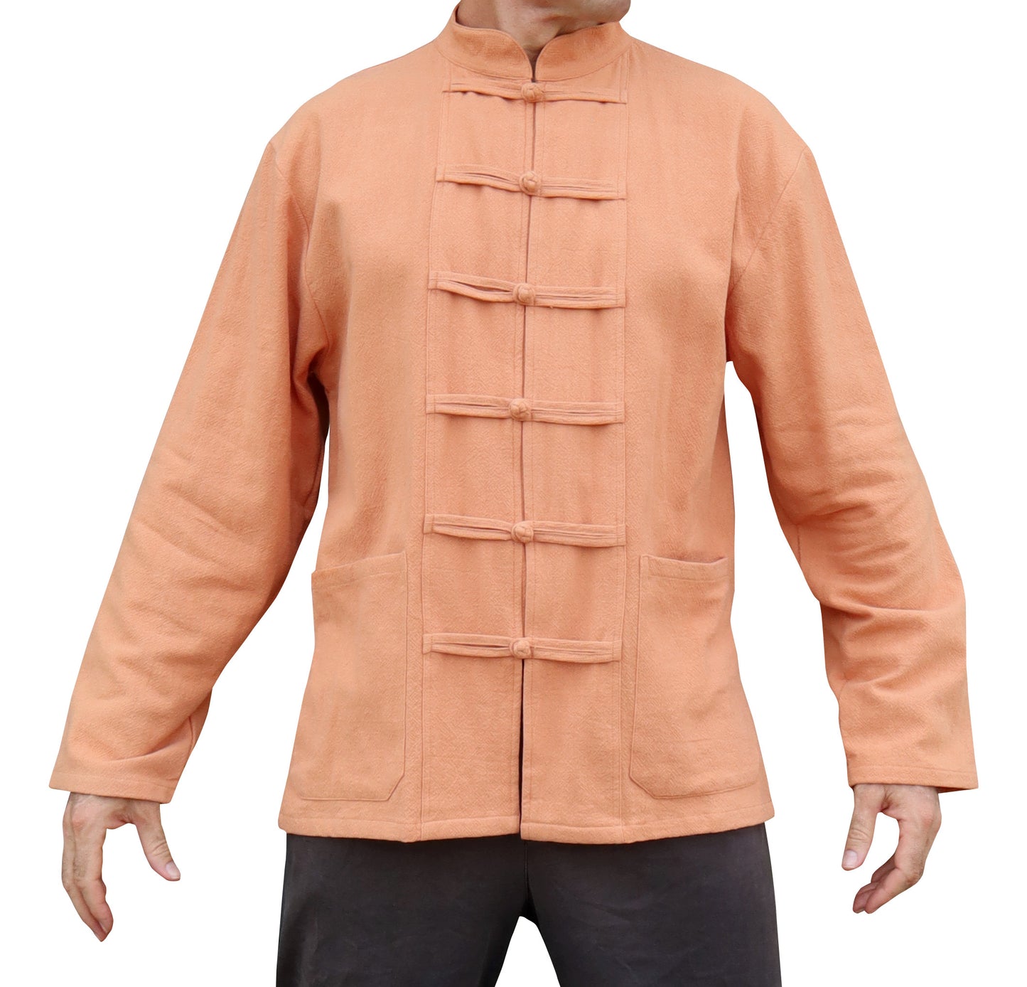 RaanPahMuang Thick Muang Cotton Chinese Jacket Shirt Mandarin Frog Button Front