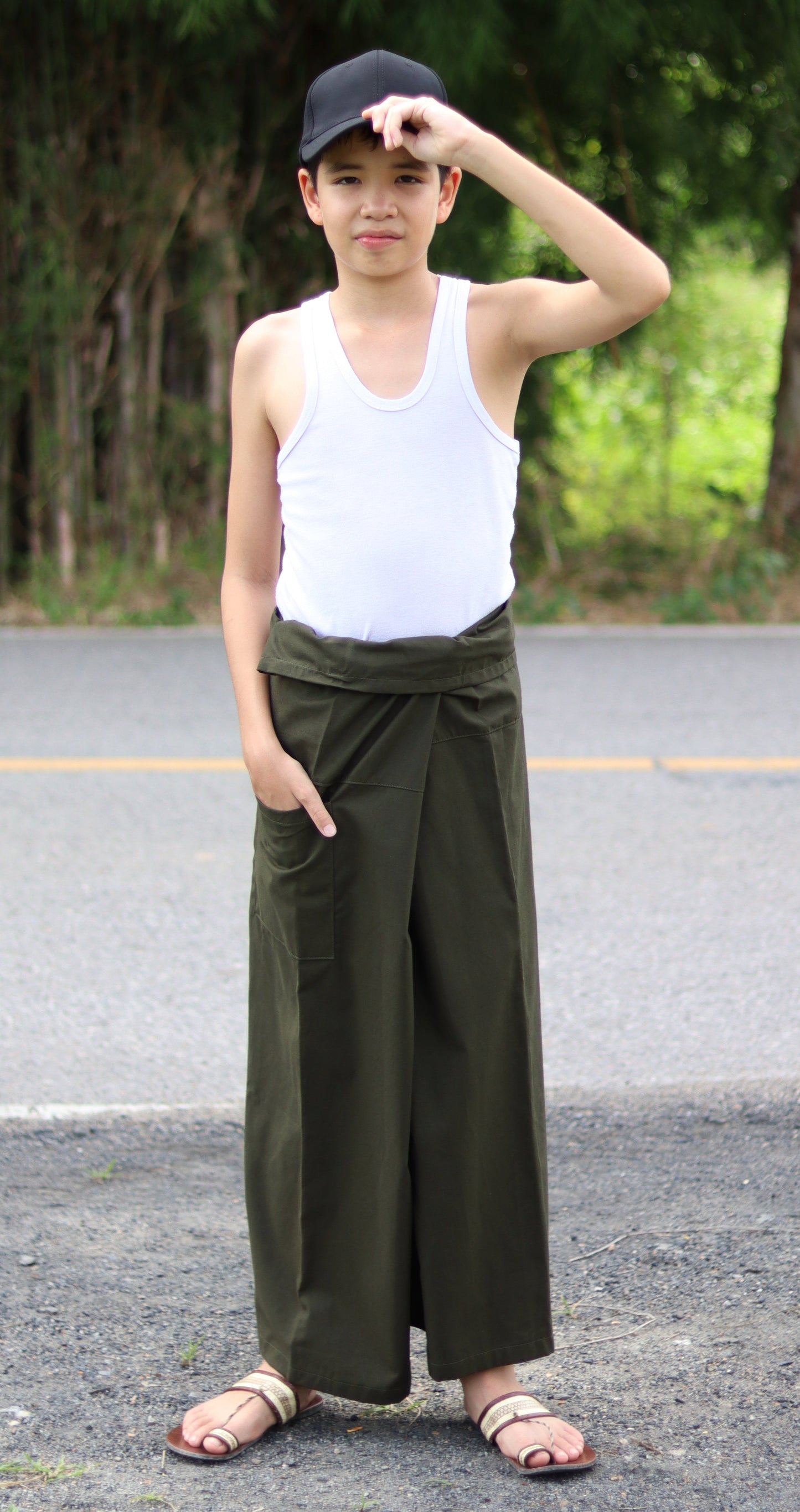 RaanPahMuang Thai Fisherman Boys Girls Loose Yoga Pirate Harem Unisex Wrap Pants