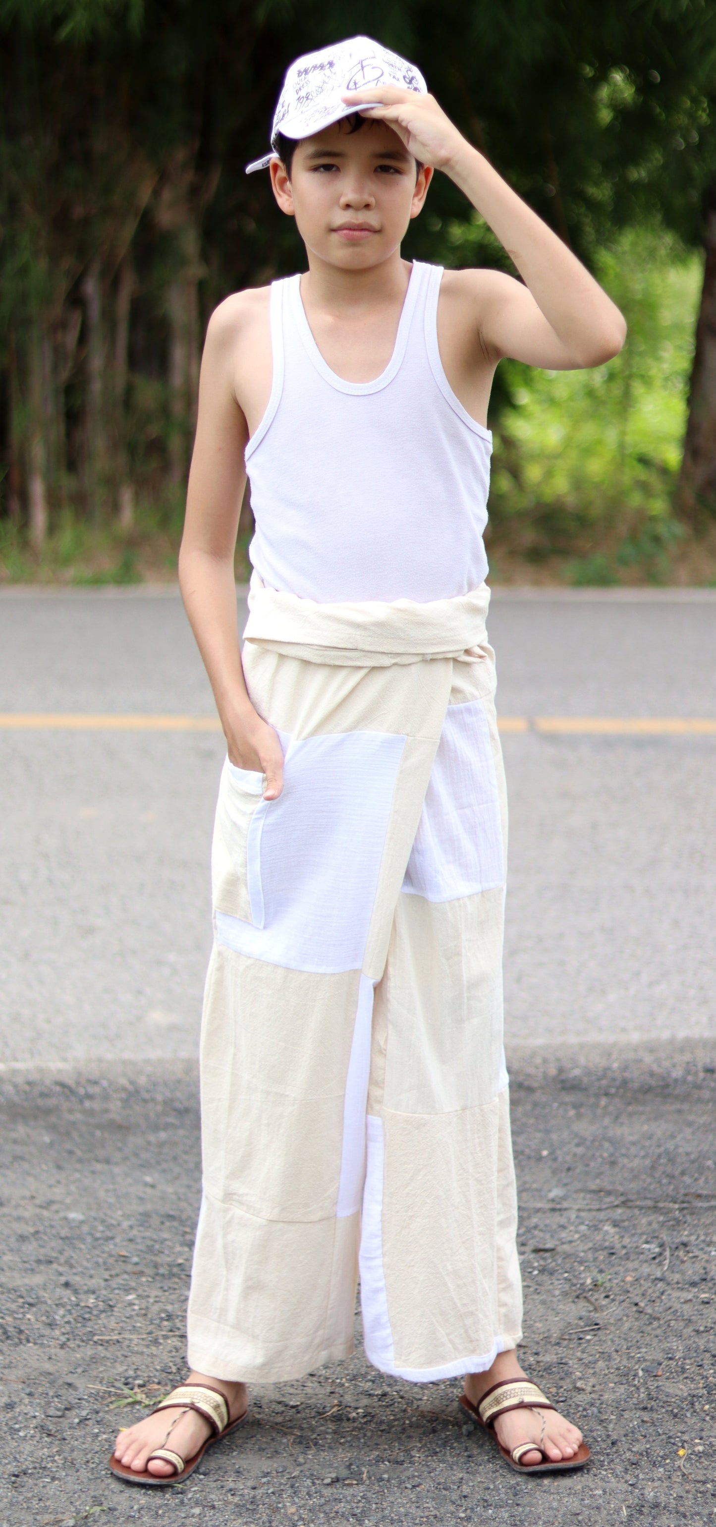 RaanPahMuang Thai Fisherman Boys Girls Loose Yoga Pirate Harem Unisex Wrap Pants