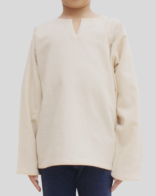 RaanPahMuang Open Peasants Collar Long Sleeve Children Shirt Many Cotton Options