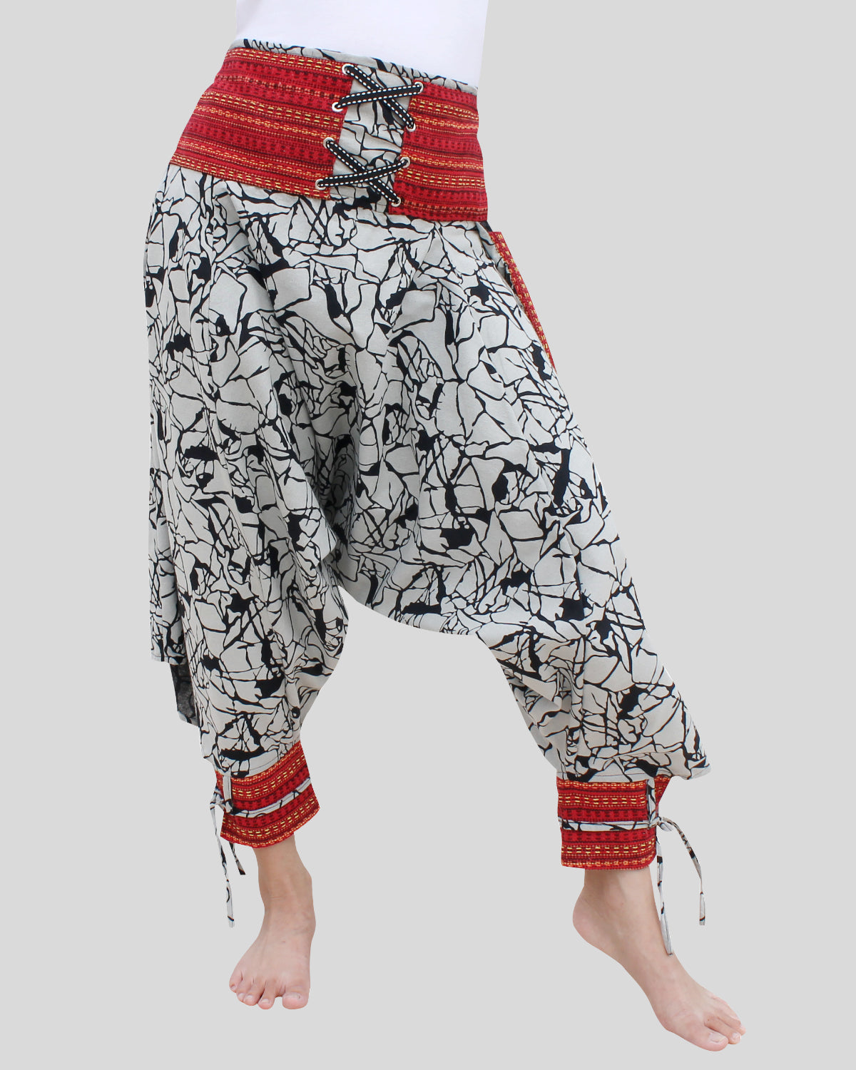 RaanPahMuang Ankle Cuff Textured Cotton Kyoto Pants with Hanging Pocket