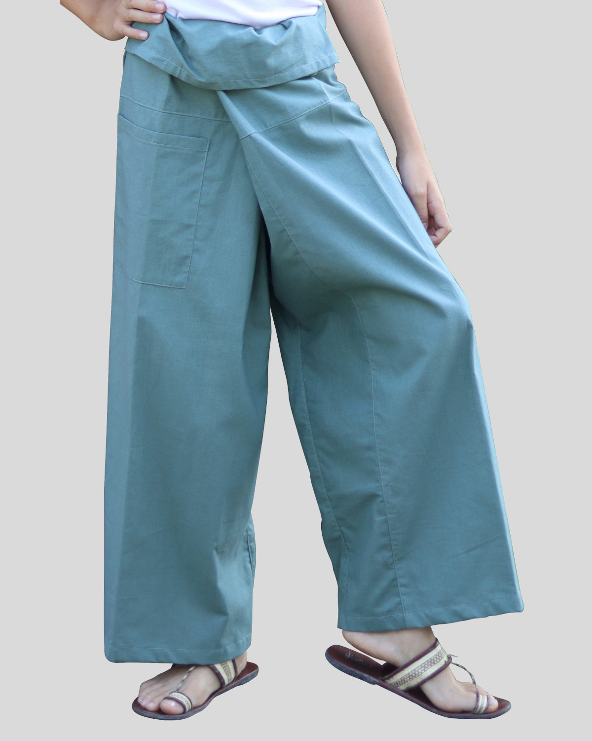RaanPahMuang Thai Fisherman Boys Girls Loose Yoga Pirate Harem Unisex Wrap Pants