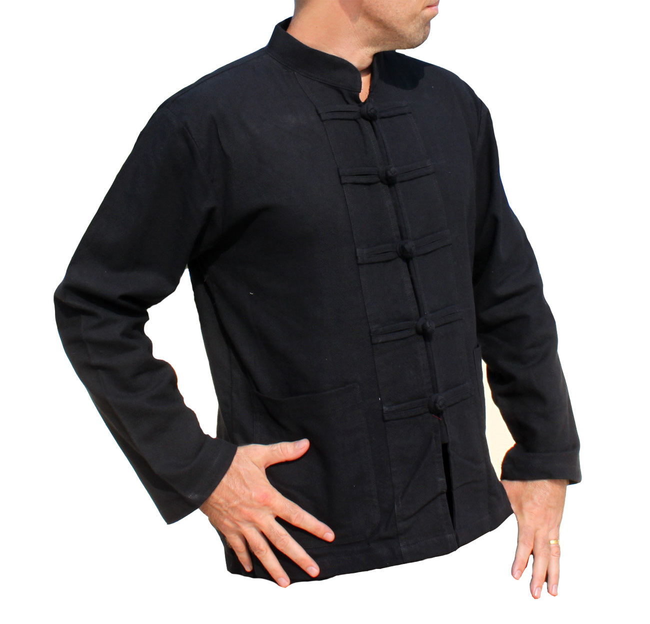 RaanPahMuang Thick Muang Cotton Chinese Jacket Shirt Mandarin Frog Button Front