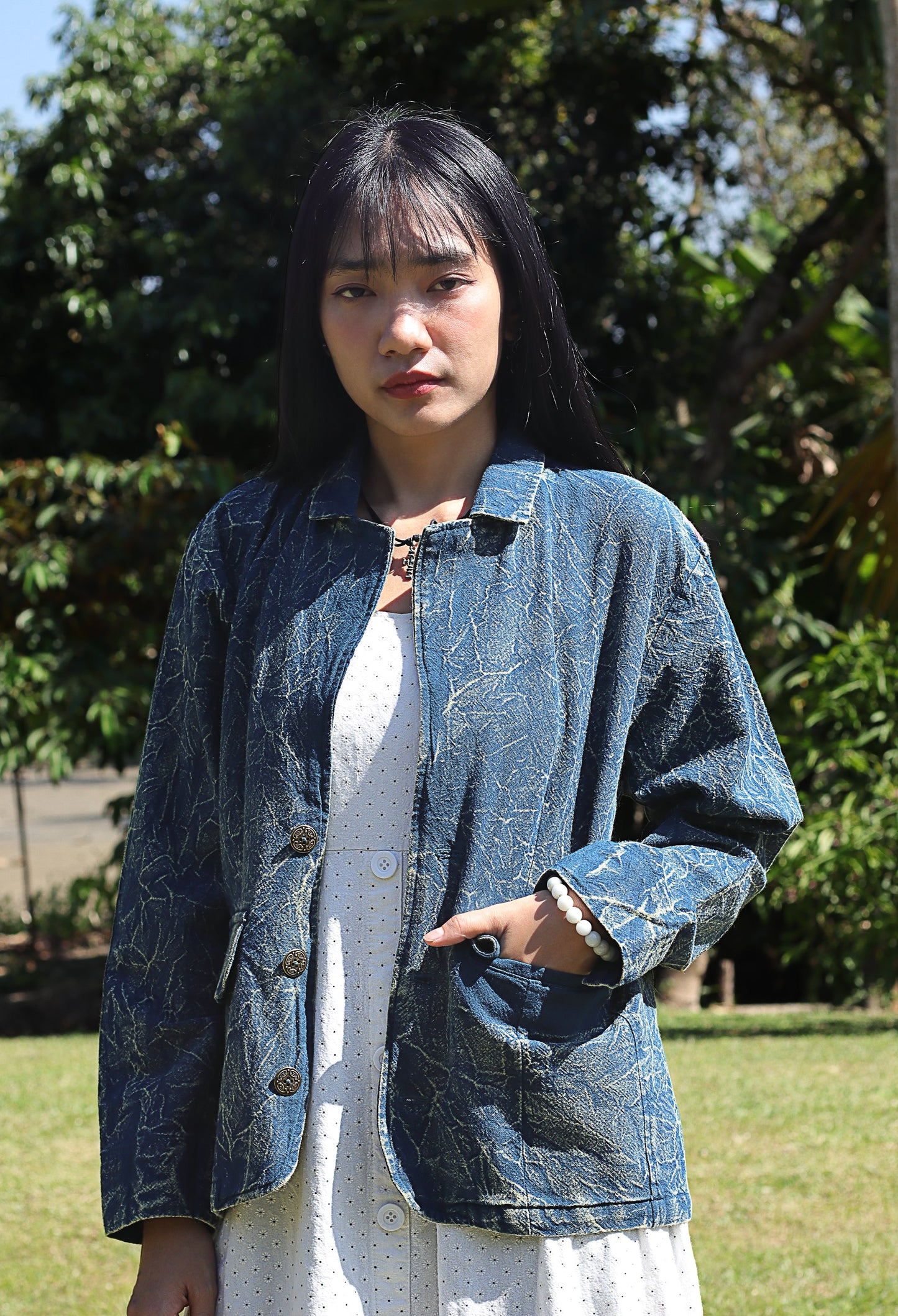 American Ladies Cotton Biker Stonewashed USA Patriot Flag WindBreaker Jacket