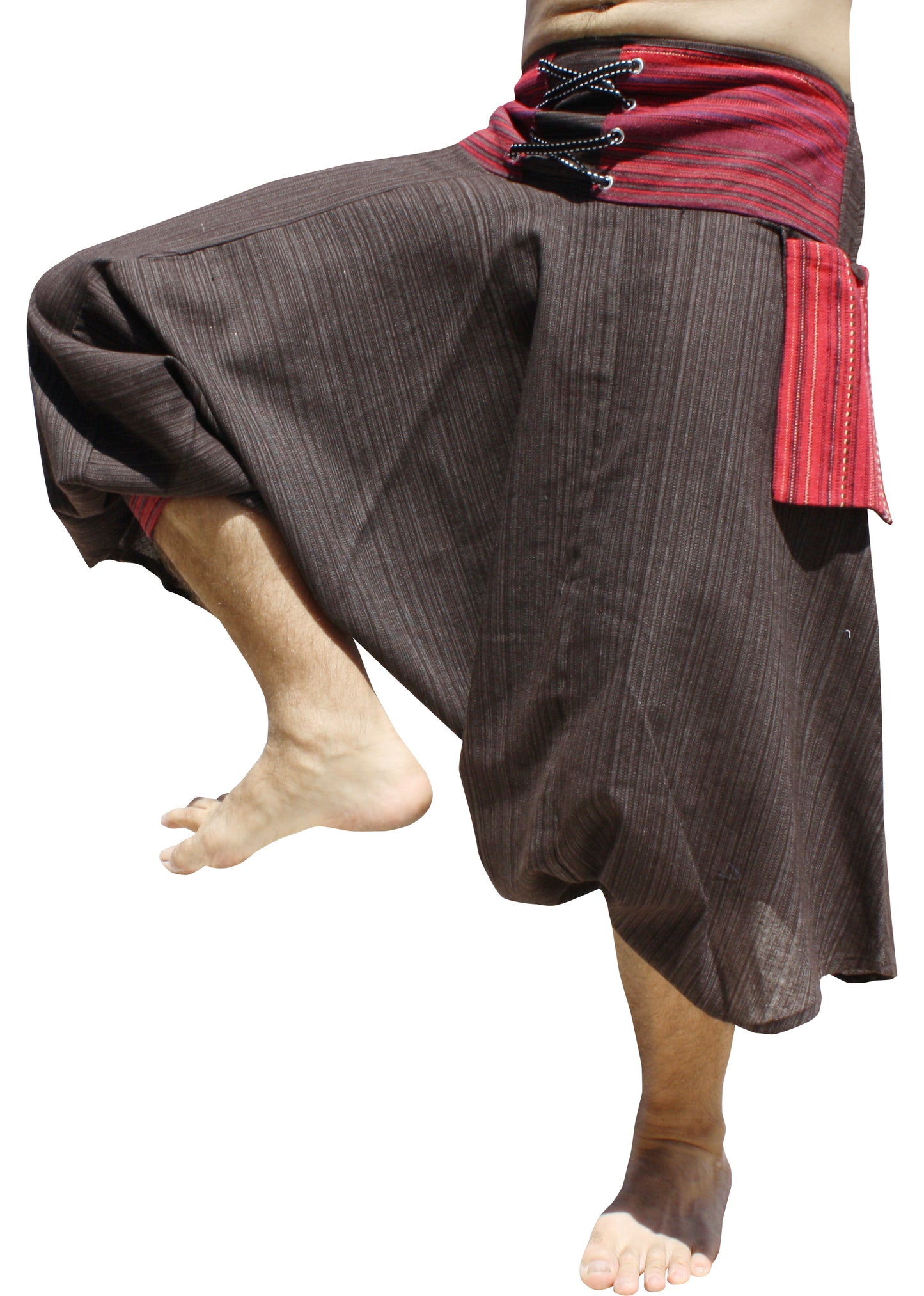 RaanPahMuang Ankle Cuff Textured Cotton Kyoto Pants with Hanging Pocket