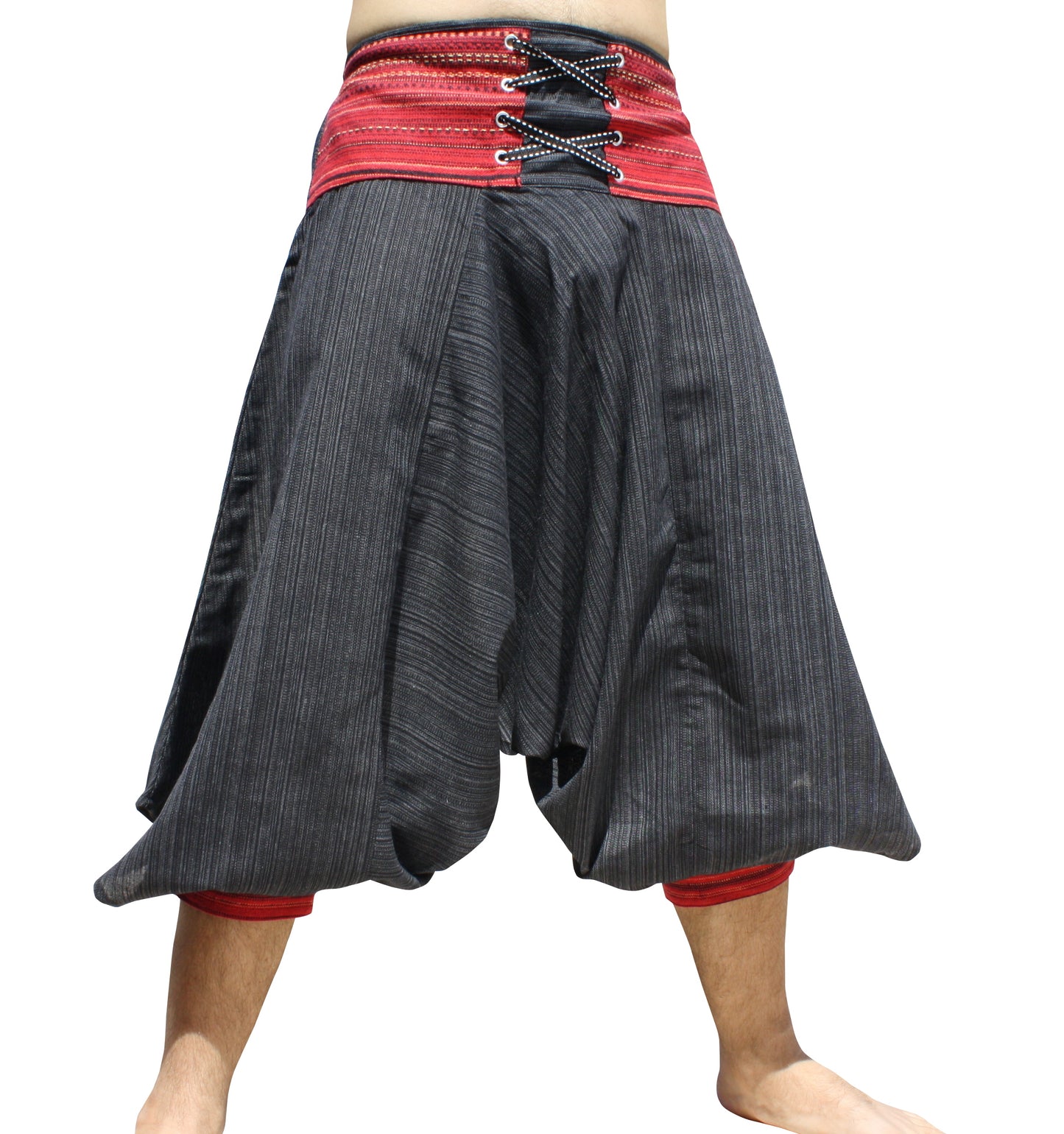 RaanPahMuang Ankle Cuff Textured Cotton Kyoto Pants with Hanging Pocket