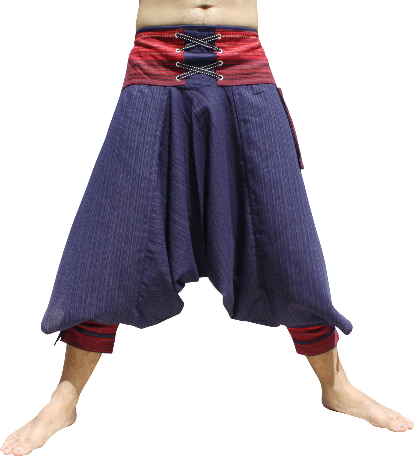 RaanPahMuang Ankle Cuff Textured Cotton Kyoto Pants with Hanging Pocket