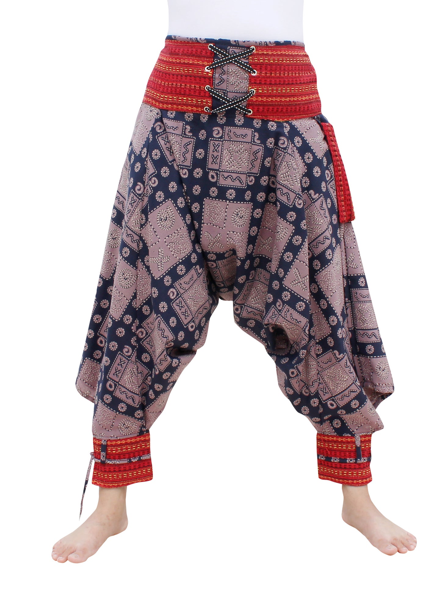 RaanPahMuang Ankle Cuff Textured Cotton Kyoto Pants with Hanging Pocket