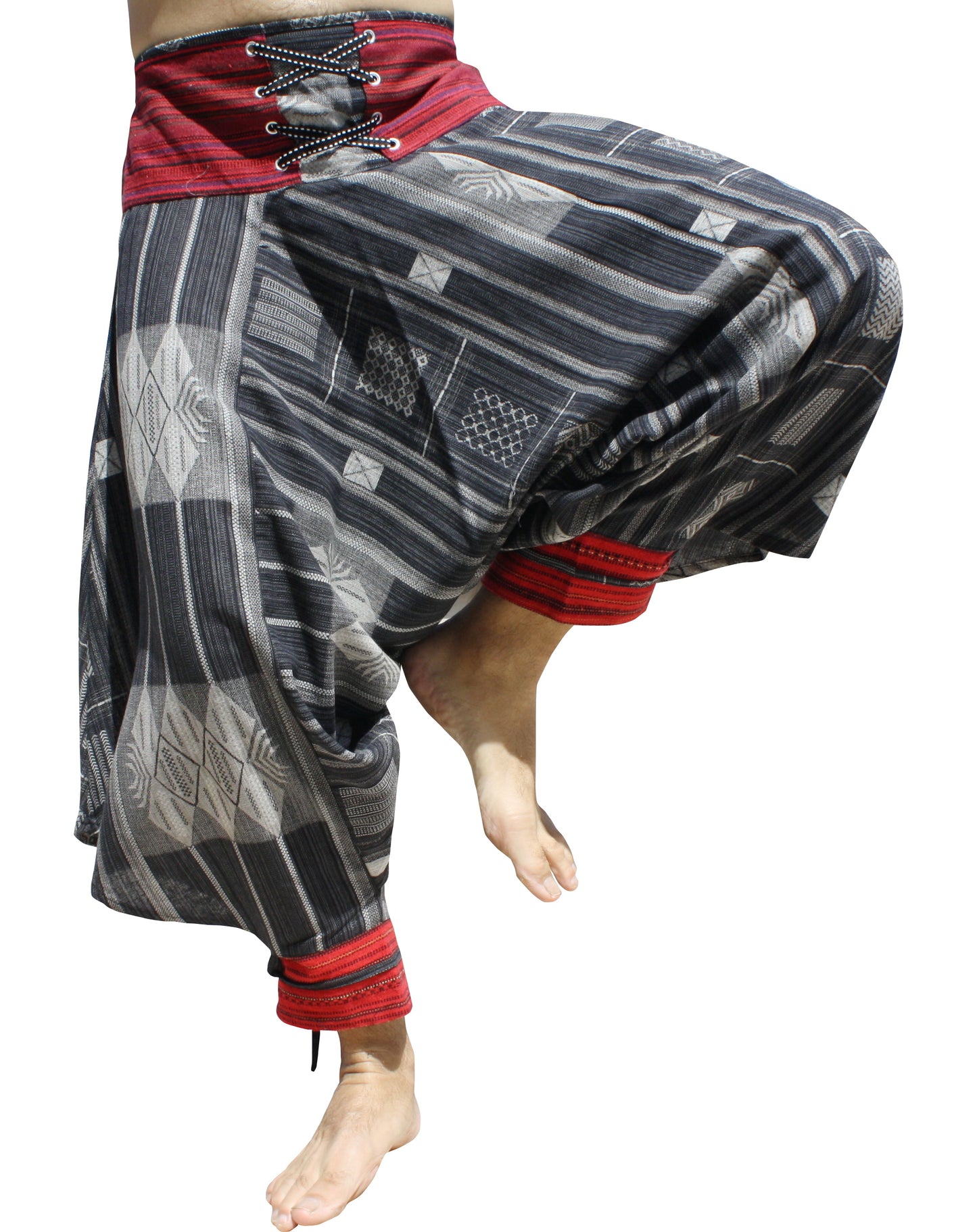 RaanPahMuang Ankle Cuff Textured Cotton Kyoto Pants with Hanging Pocket