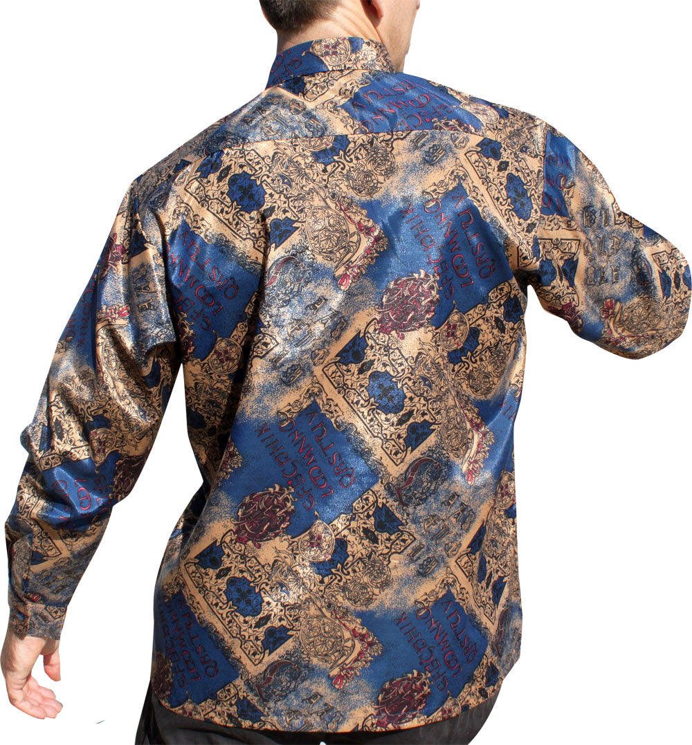 RaanPahMuang Light Smart Classic Cut Buttoned Thai Silk Artistic Long Sleeve