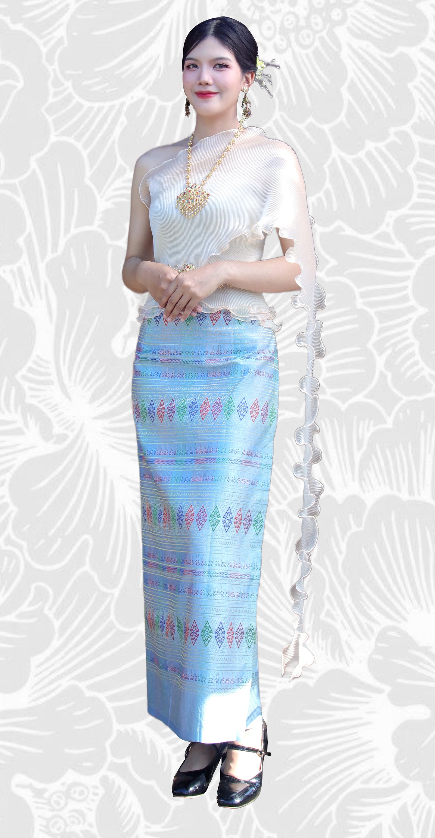 Sabaii Sash Theater or Wedding Costume Outfit Dress Traditional Thai