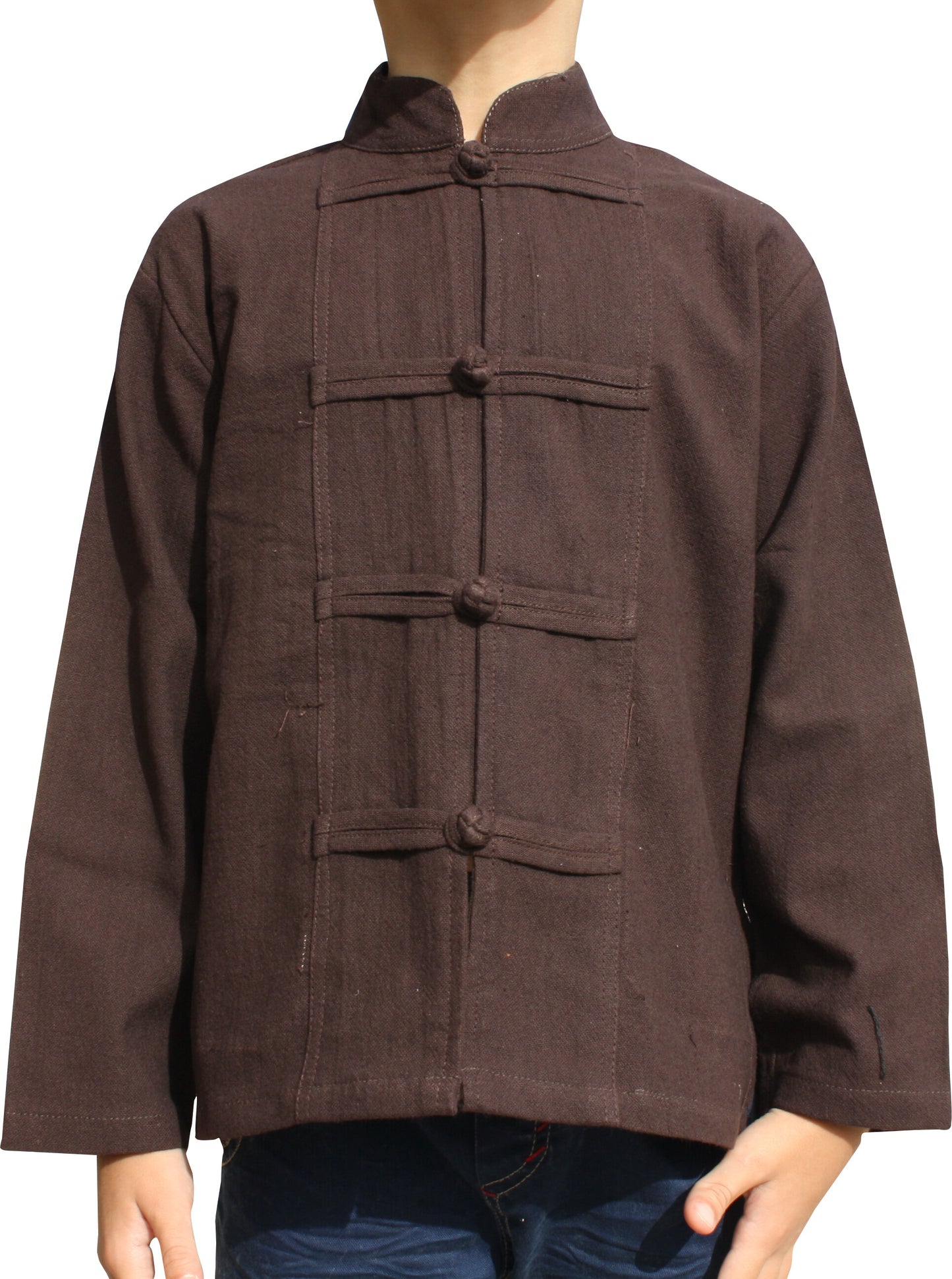 RaanPahMuang Childrens Formal Chinese Collar Long Sleeve Shirt Mixed Soft Cottons