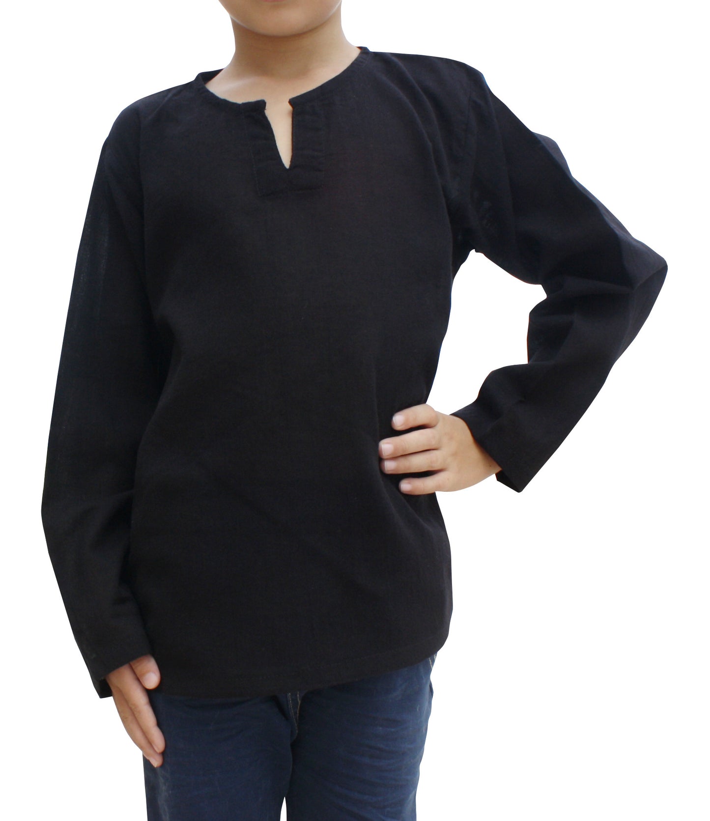 RaanPahMuang Open Peasants Collar Long Sleeve Children Shirt Many Cotton Options