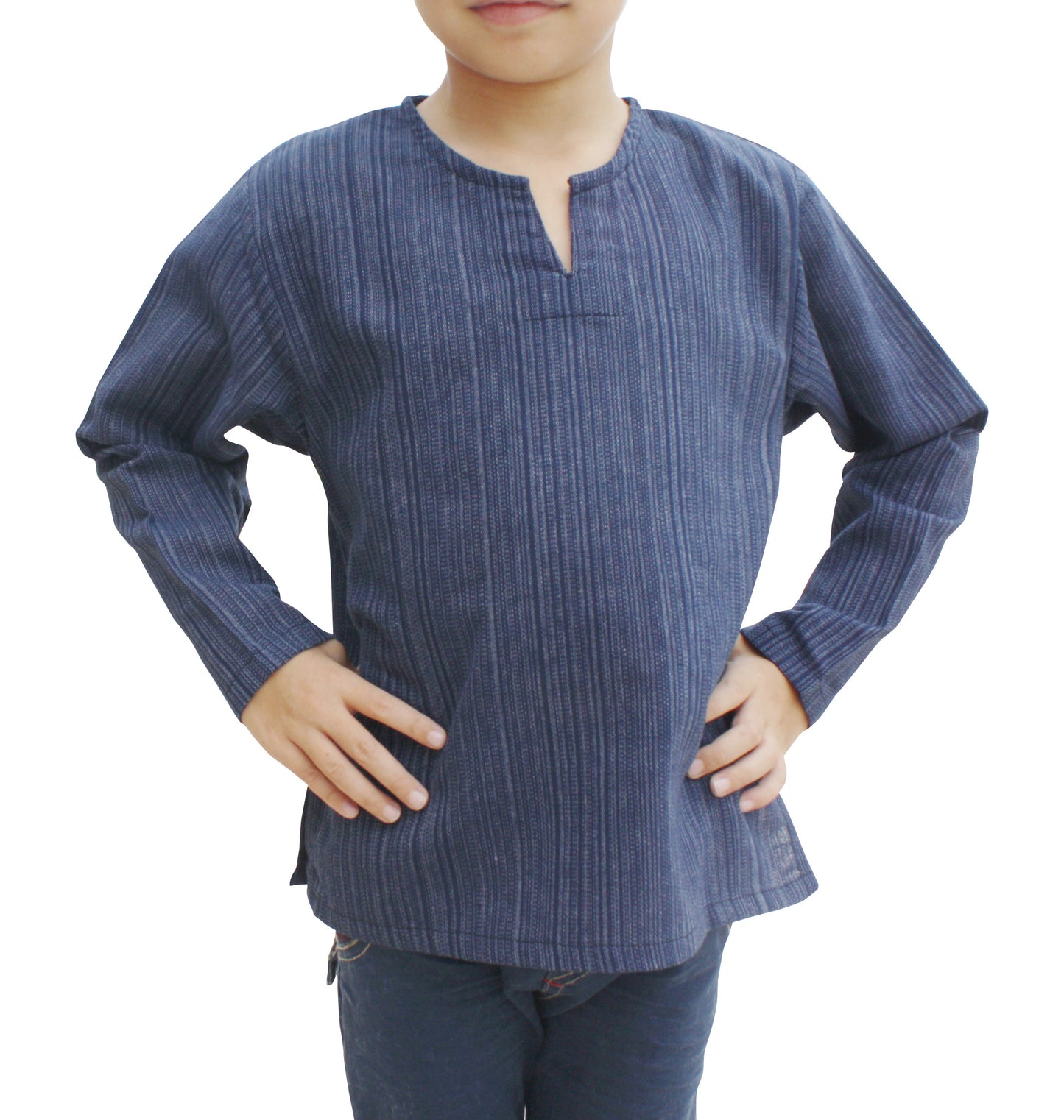 RaanPahMuang Open Peasants Collar Long Sleeve Children Shirt Many Cotton Options