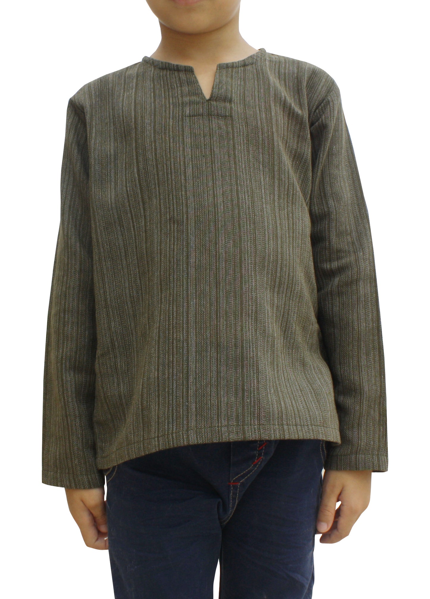 RaanPahMuang Open Peasants Collar Long Sleeve Children Shirt Many Cotton Options