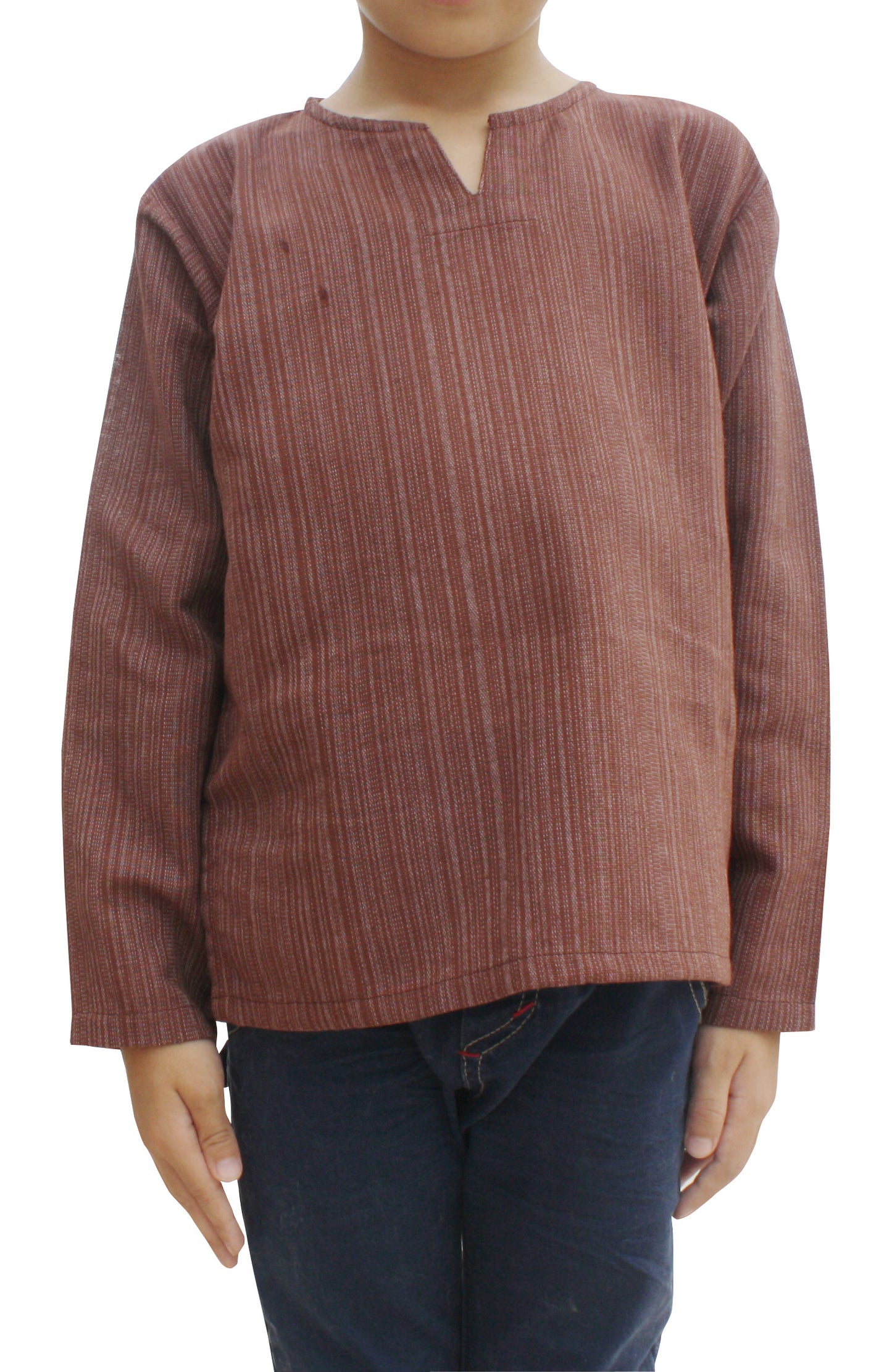 RaanPahMuang Open Peasants Collar Long Sleeve Children Shirt Many Cotton Options