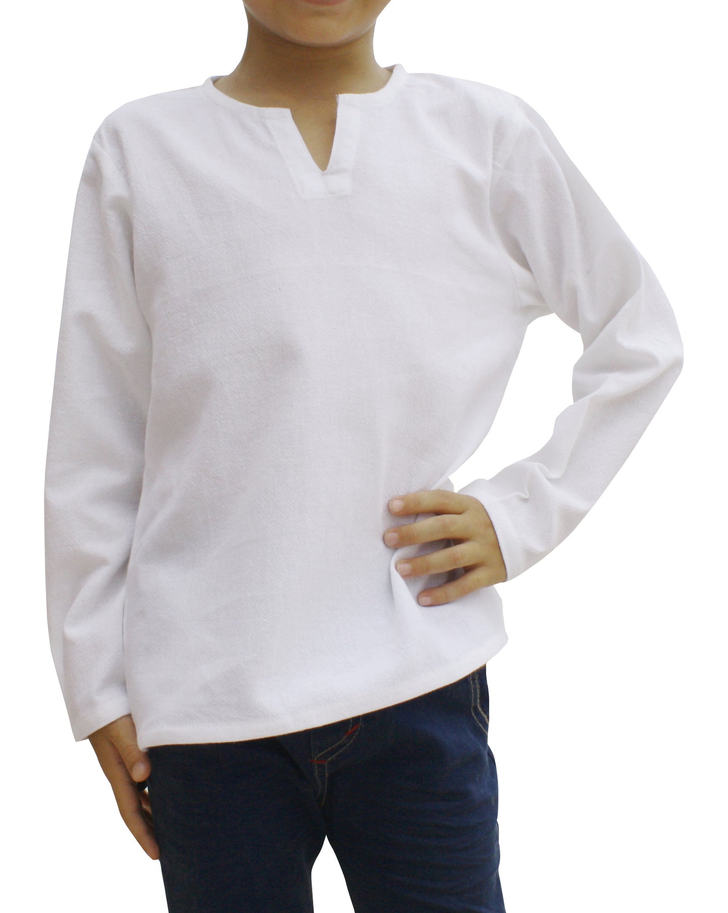 RaanPahMuang Open Peasants Collar Long Sleeve Children Shirt Many Cotton Options