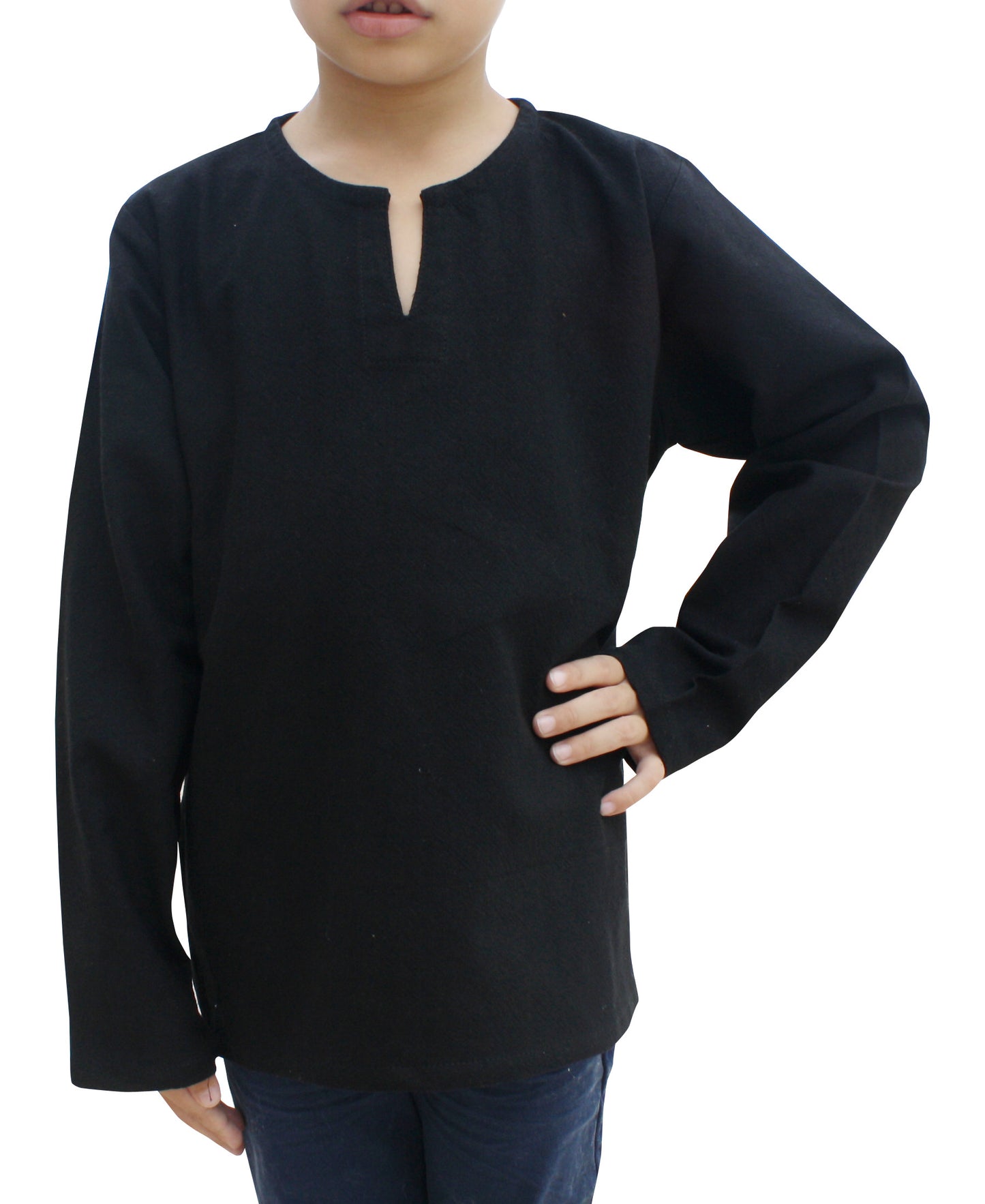 RaanPahMuang Open Peasants Collar Long Sleeve Children Shirt Many Cotton Options