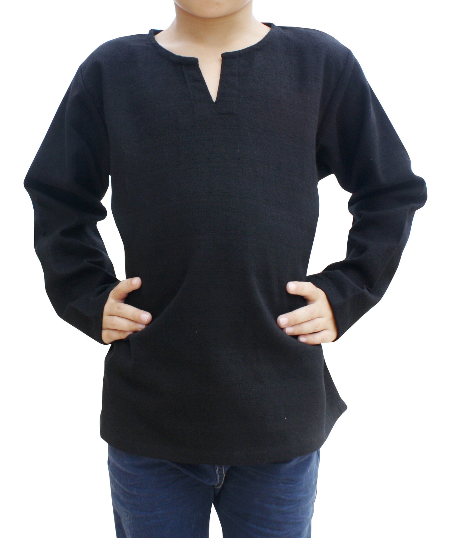 RaanPahMuang Open Peasants Collar Long Sleeve Children Shirt Many Cotton Options