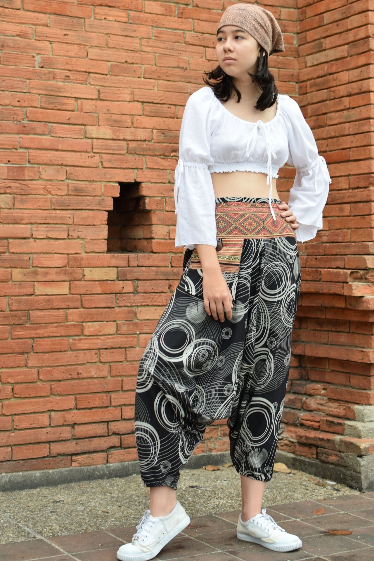 RaanPahMuang Premium Cotton Yoga Harem Boho Pants With Side Pocket Hippy Baggy Tribe Pants