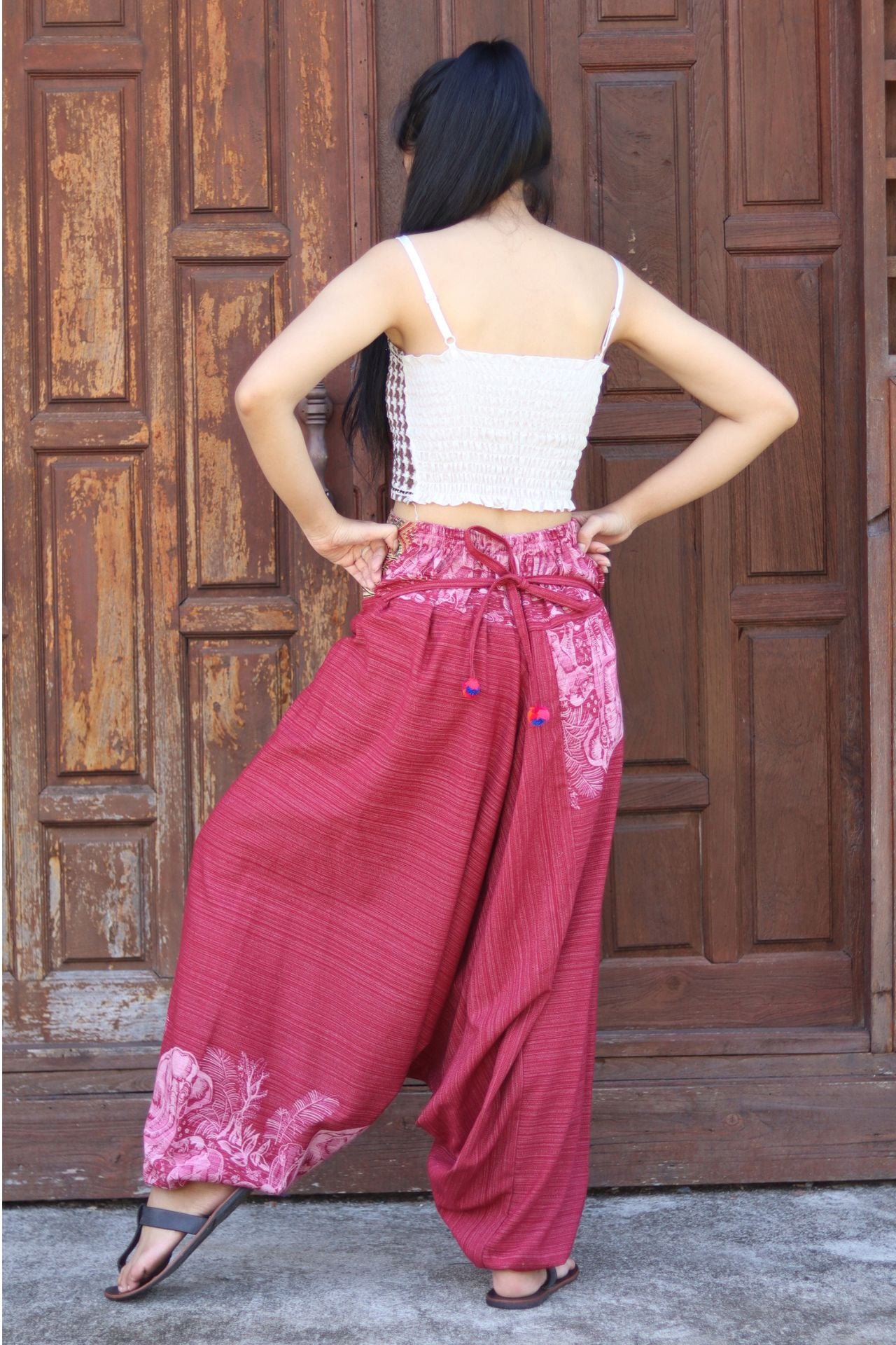 RaanPahMuang Premium Cotton Yoga Harem Boho Pants With Side Pocket Hippy Baggy Tribe Pants