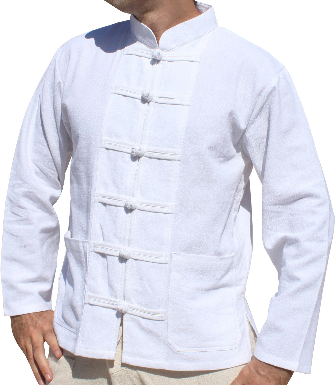 RaanPahMuang Thick Muang Cotton Chinese Jacket Shirt Mandarin Frog Button Front