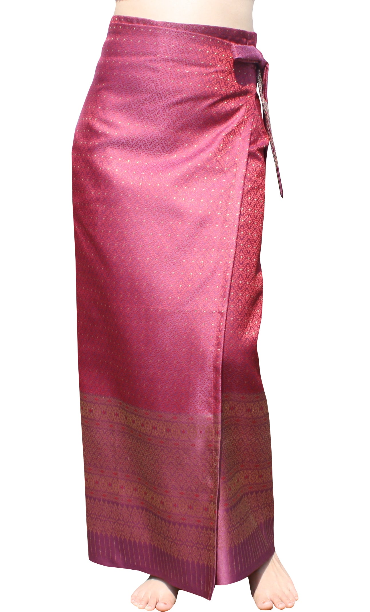 RaanPahMuang Traditional Thailand Luxurious Silk Wrap Skirt Thai Formal Sarong