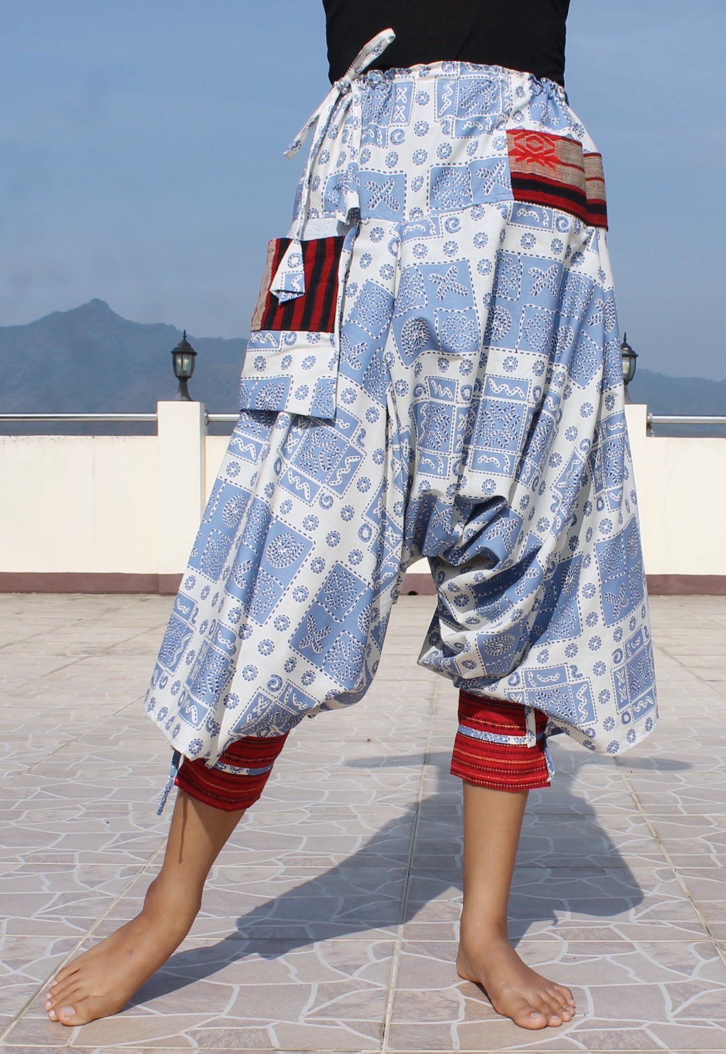 RaanPahMuang Aladin Pants Japanese style with Tied Cuffs and Woven Patches