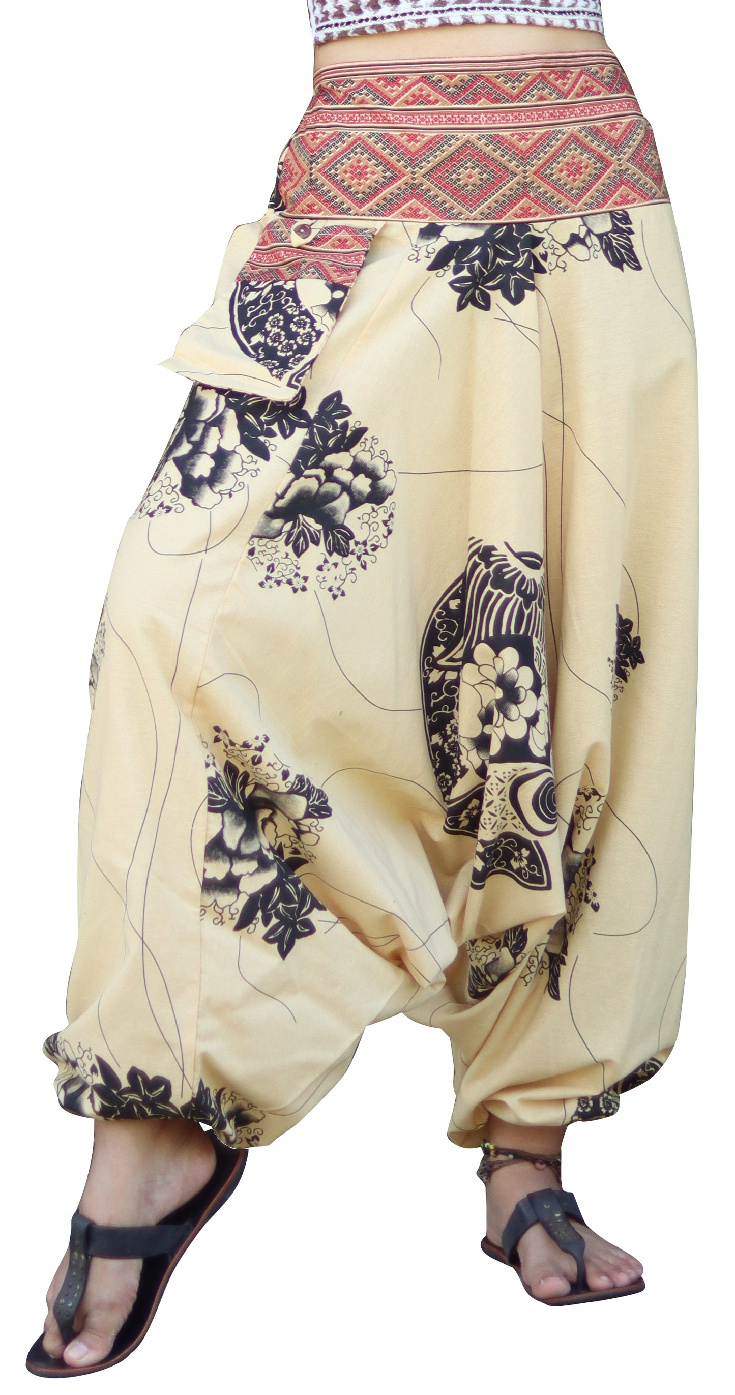 RaanPahMuang Premium Cotton Aladin Pants With Side Pocket Hippy Style