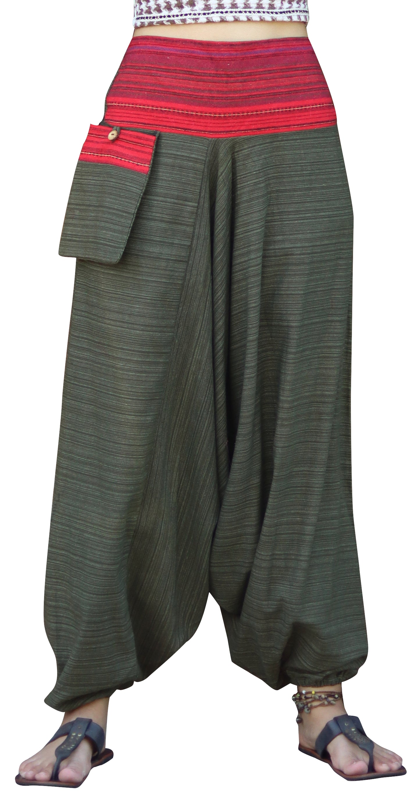 RaanPahMuang Premium Cotton Aladin Pants With Side Pocket Hippy Style