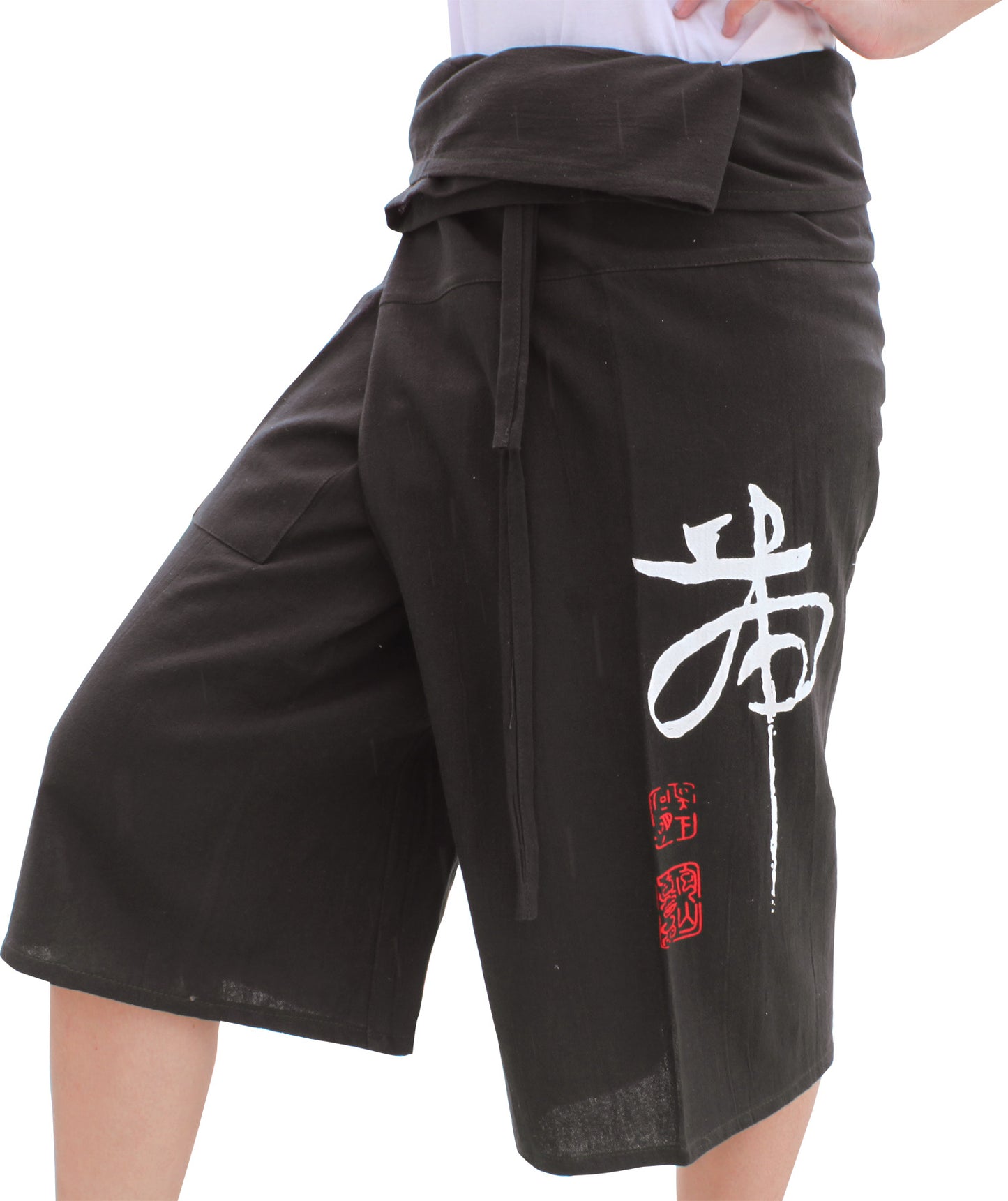 RaanPahMuang Cotton Fisherman Capri Wrap Shorts Tattoo Dragon Print