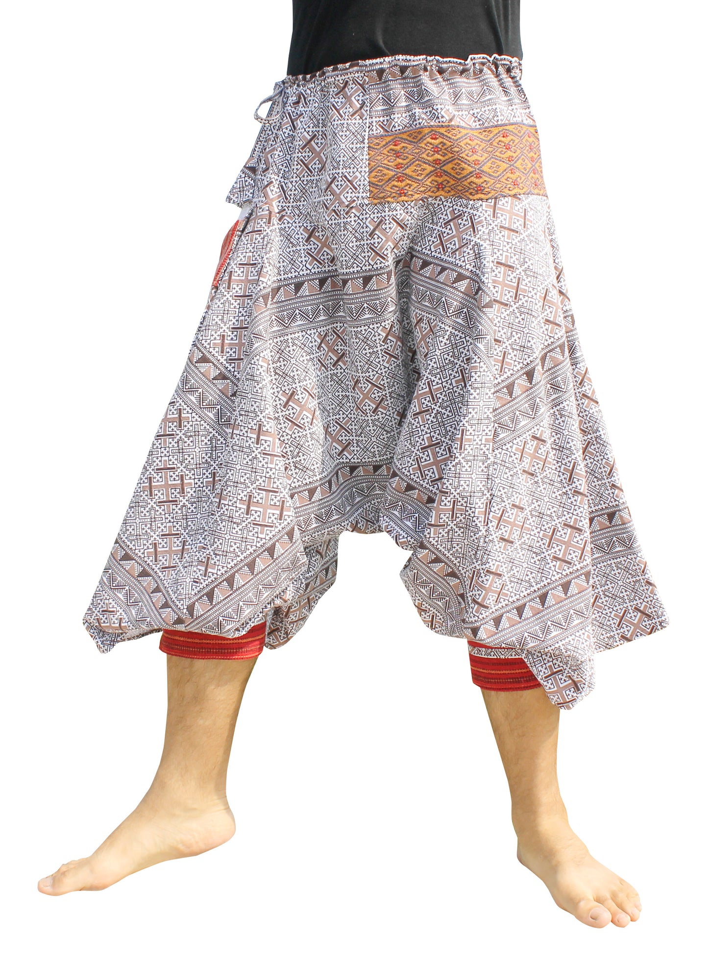 RaanPahMuang Aladin Pants Japanese style with Tied Cuffs and Woven Patches