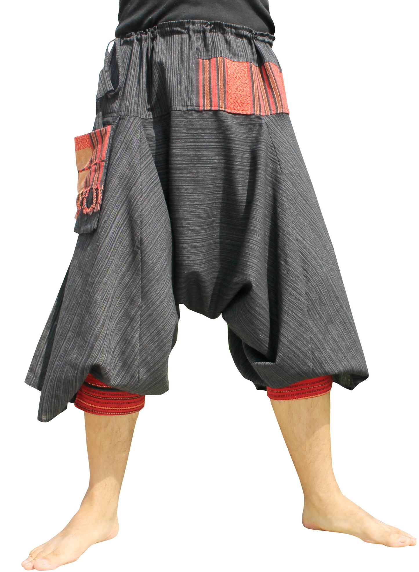 RaanPahMuang Aladin Pants Japanese style with Tied Cuffs and Woven Patches