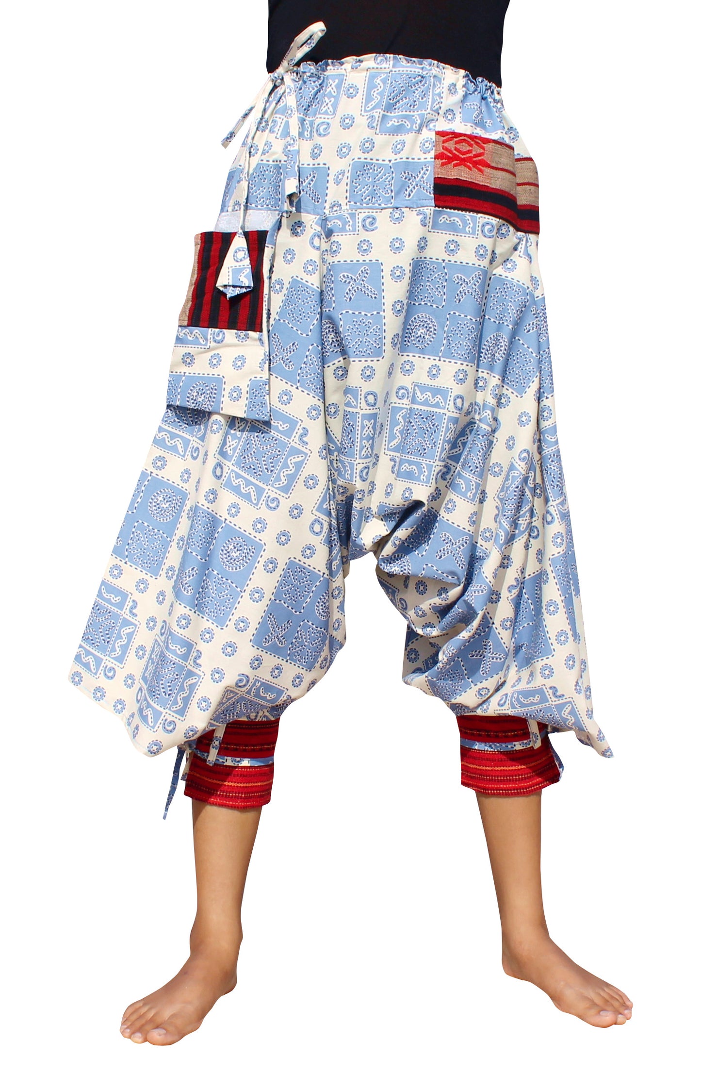 RaanPahMuang Aladin Pants Japanese style with Tied Cuffs and Woven Patches