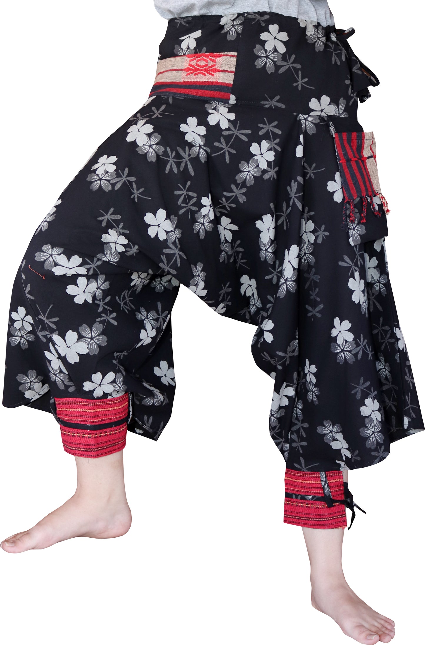 RaanPahMuang Aladin Pants Japanese style with Tied Cuffs and Woven Patches