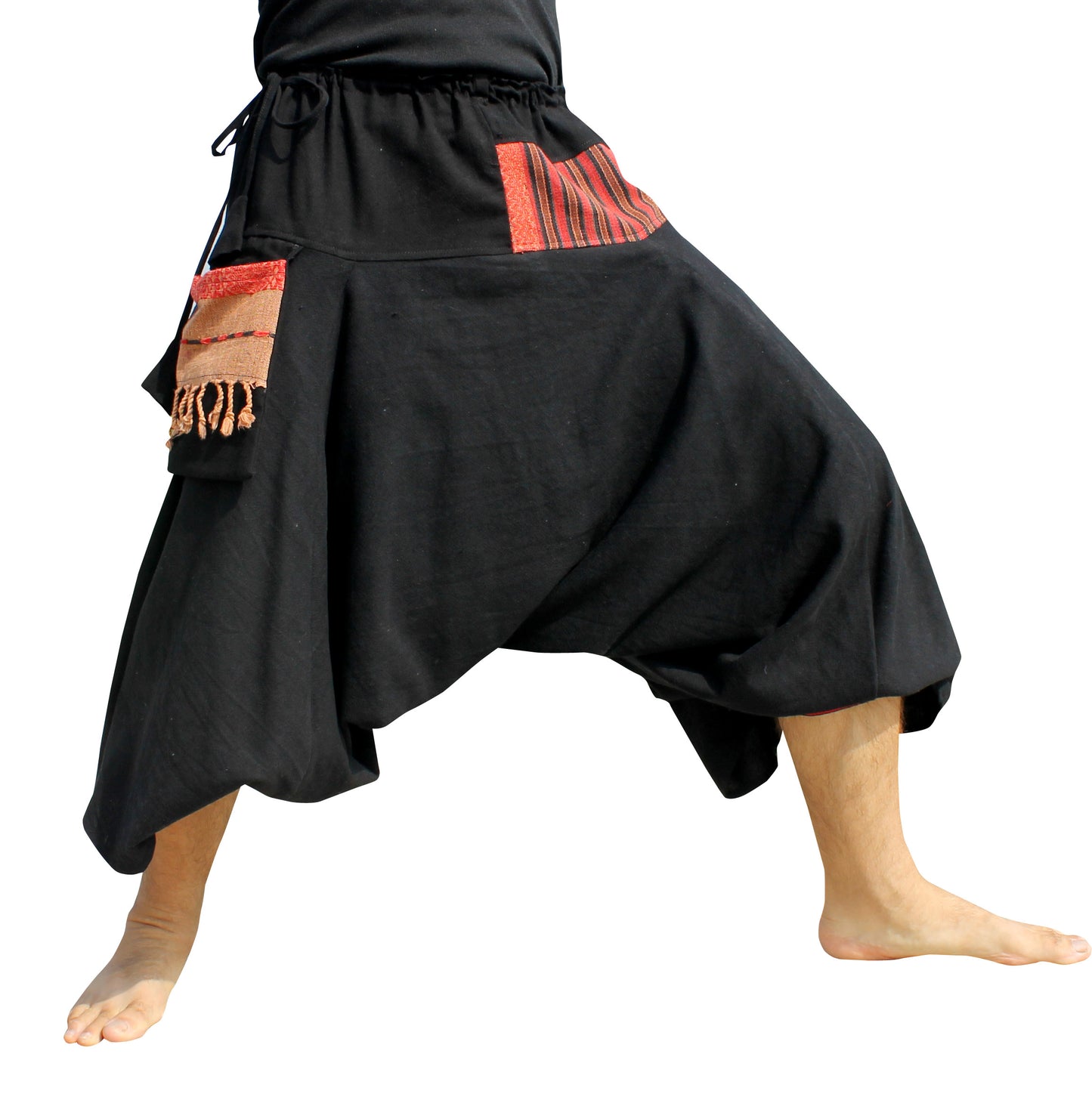 RaanPahMuang Aladin Pants Japanese style with Tied Cuffs and Woven Patches