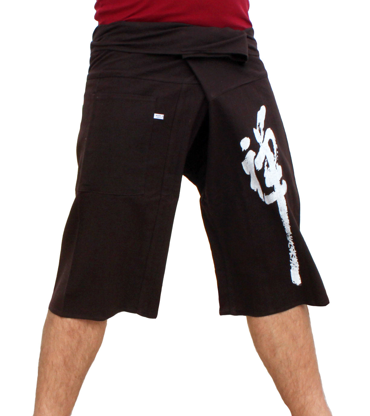 RaanPahMuang Cotton Fisherman Capri Wrap Shorts Tattoo Dragon Print