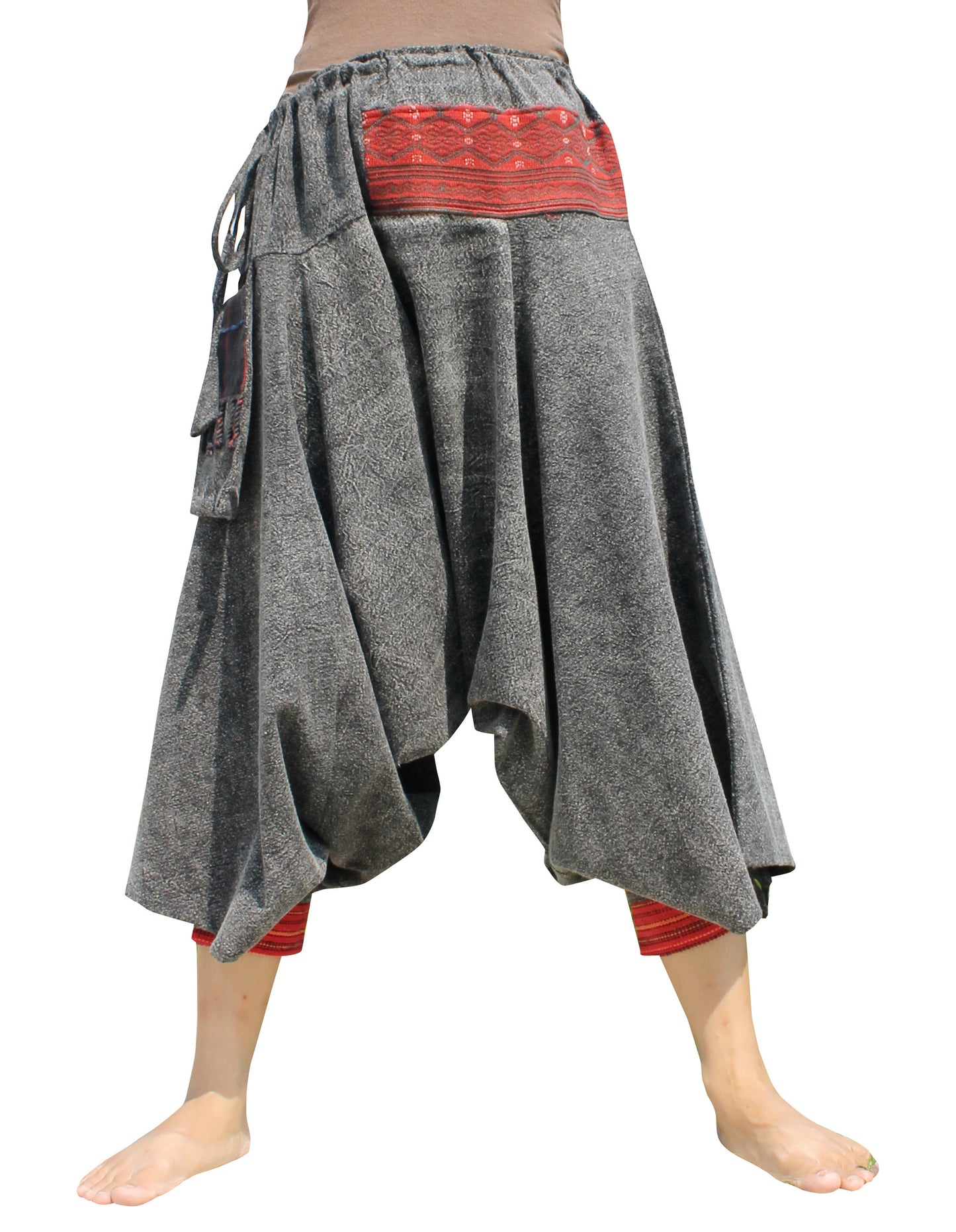 RaanPahMuang Aladin Pants Japanese style with Tied Cuffs and Woven Patches