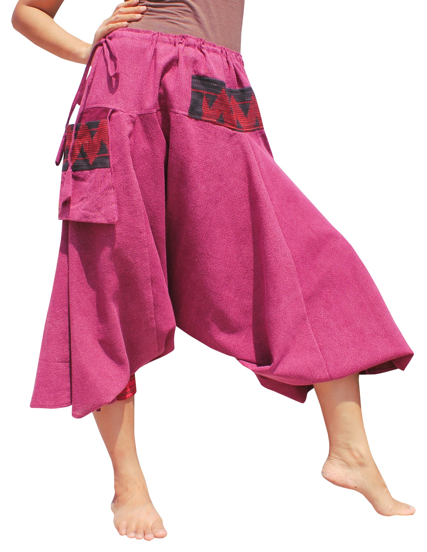 RaanPahMuang Aladin Pants Japanese style with Tied Cuffs and Woven Patches