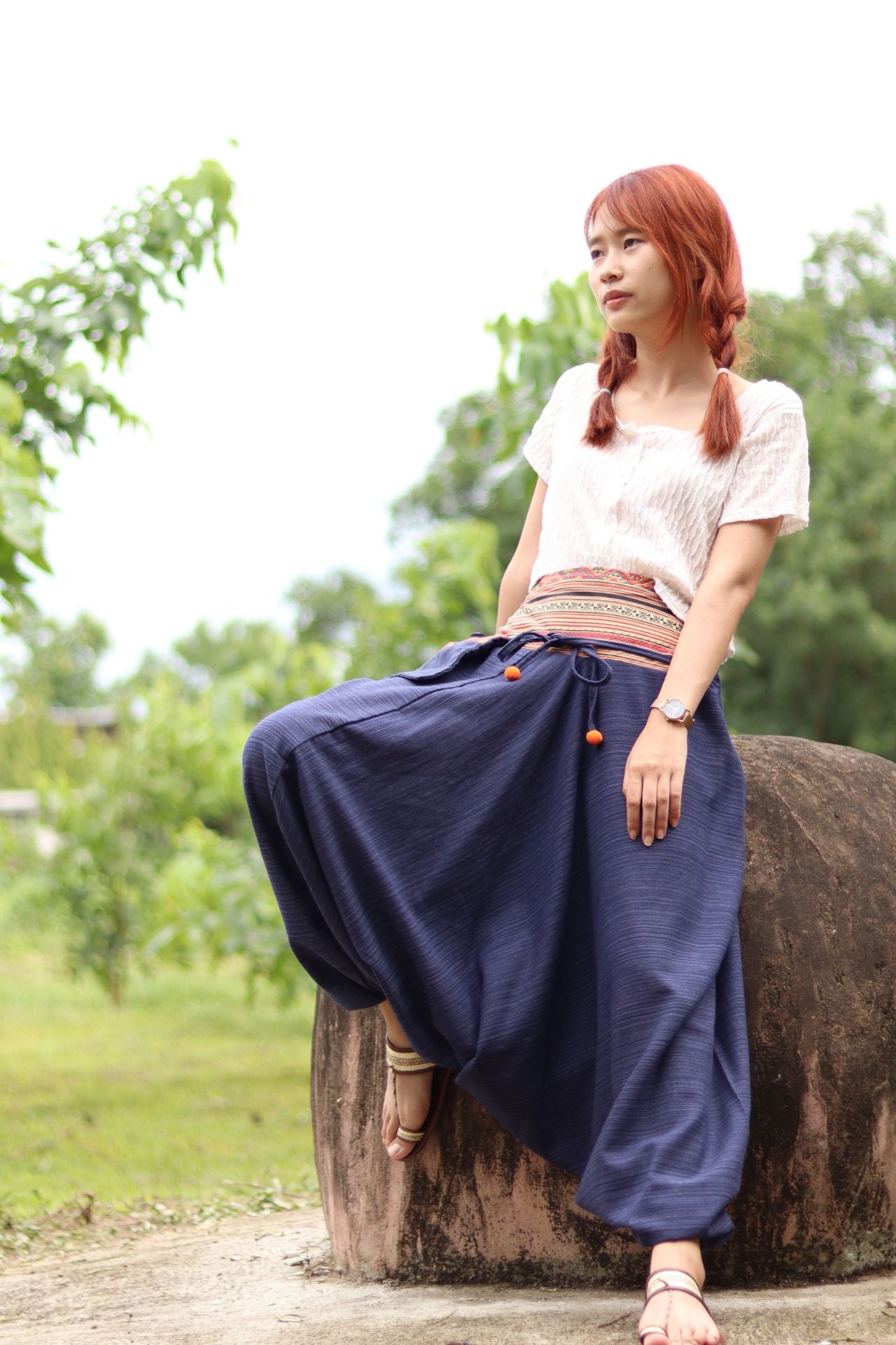 RaanPahMuang Premium Cotton Aladin Pants With Side Pocket Hippy Style