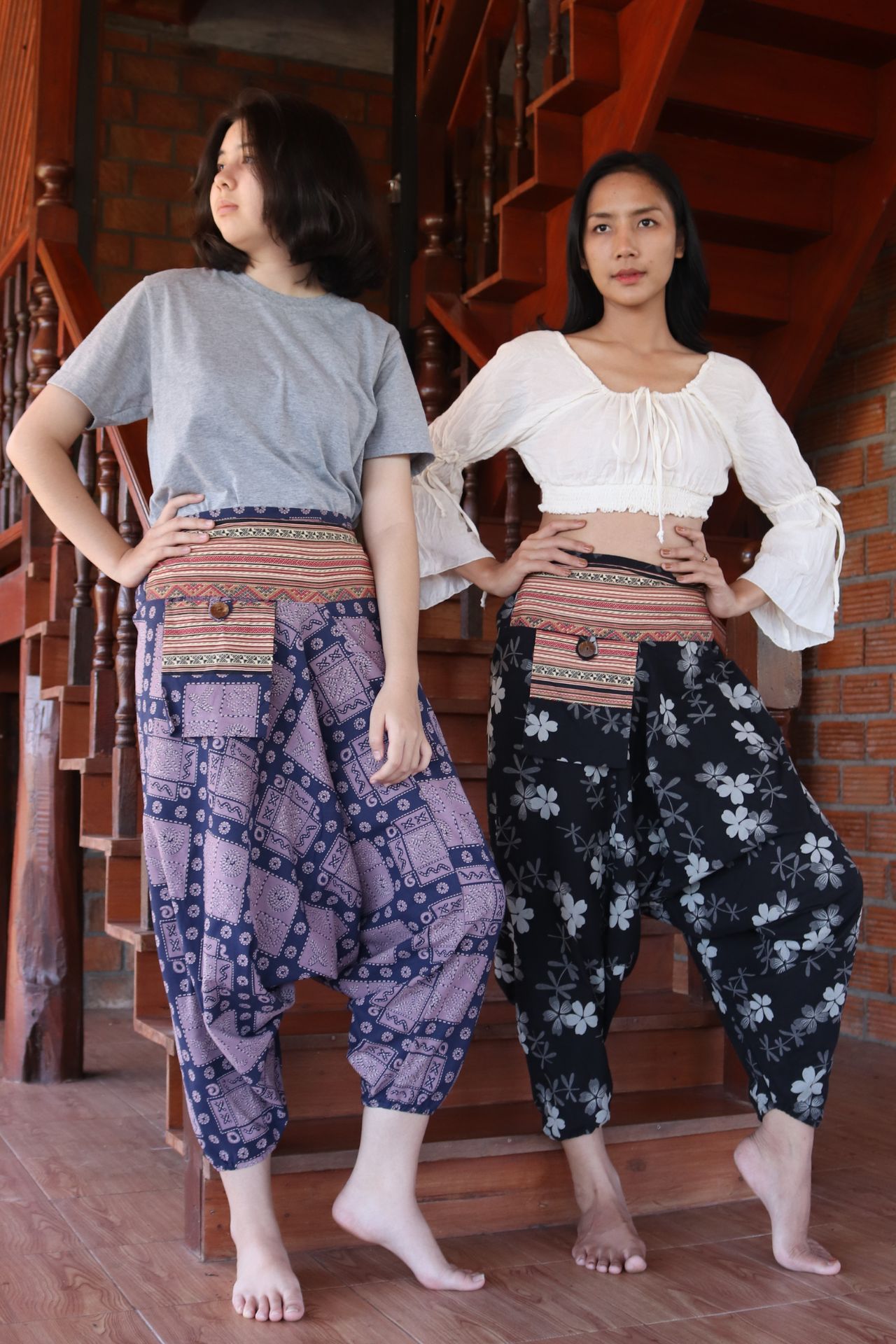 RaanPahMuang Premium Cotton Aladin Pants With Side Pocket Hippy Style