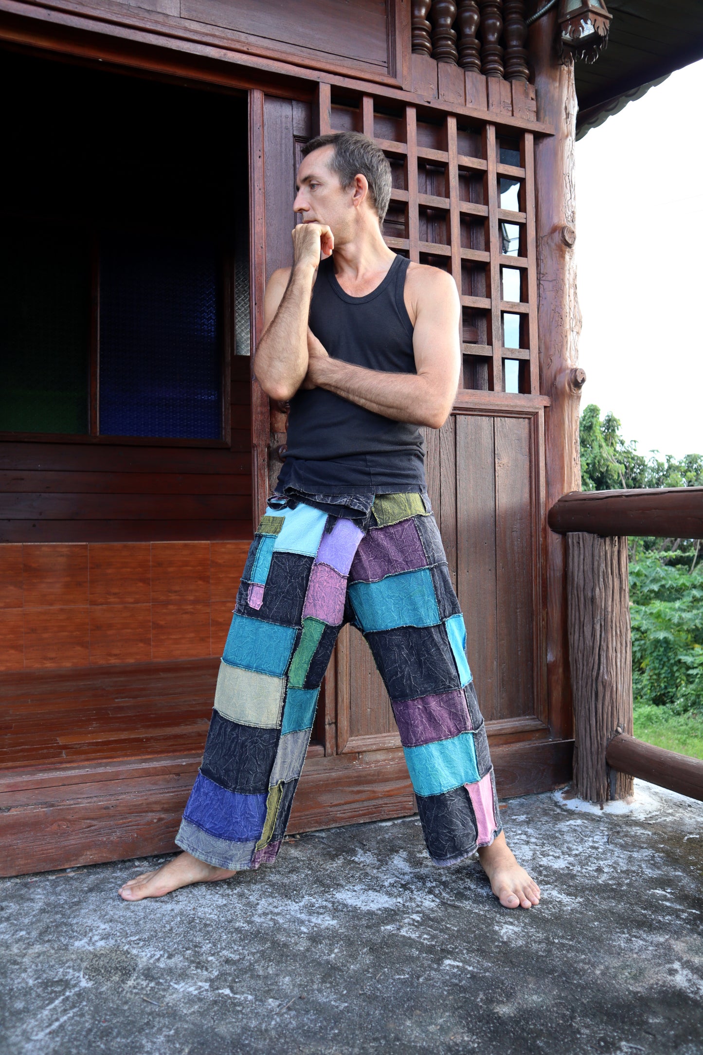 RaanPahMuang Thai Fisherman Pants Tricker Muang Cotton 100% Unisex Pants