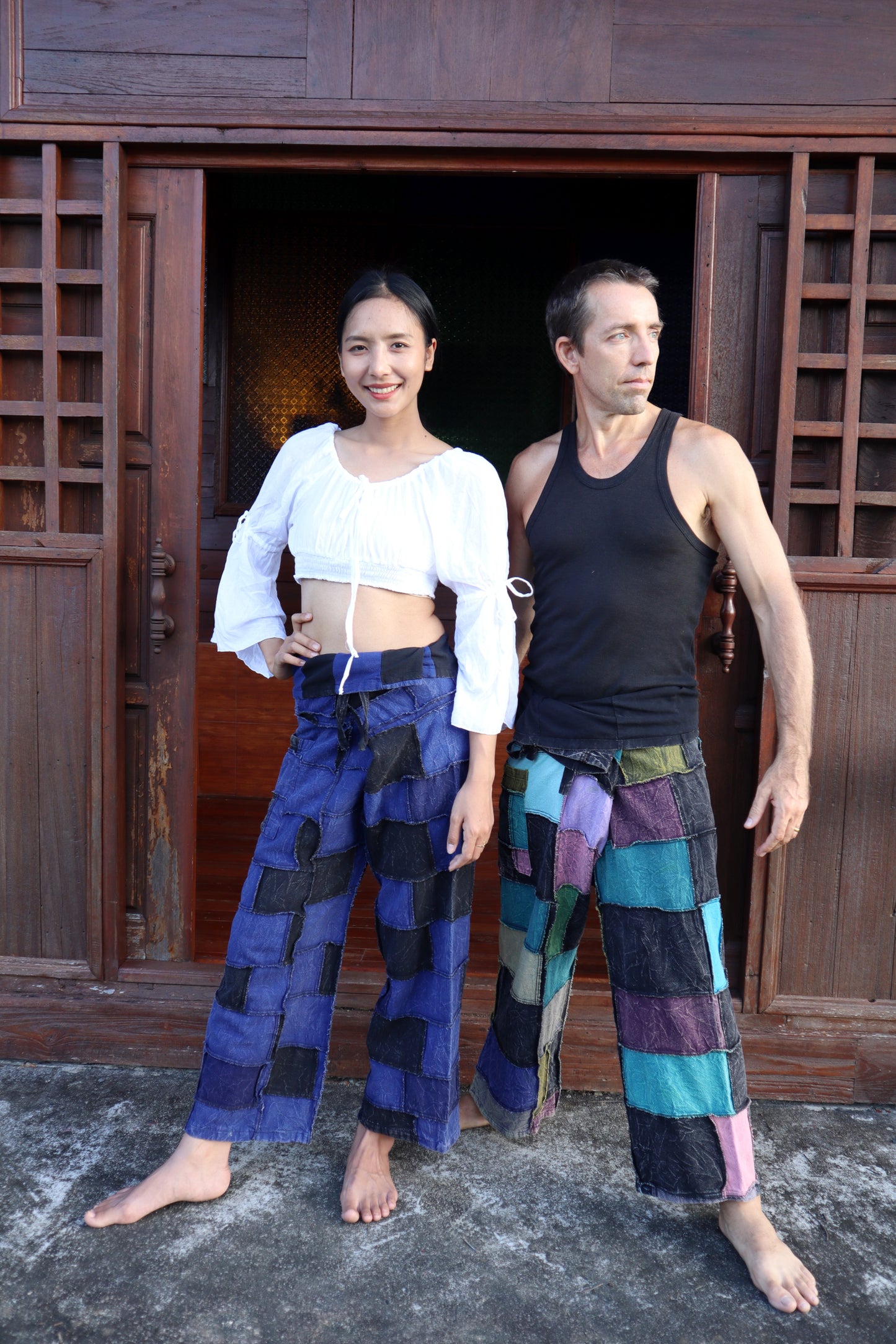 RaanPahMuang Thai Fisherman Pants Tricker Muang Cotton 100% Unisex Pants