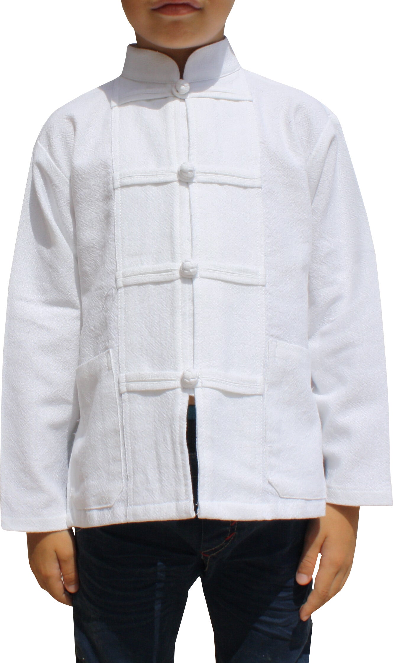 RaanPahMuang Childrens Formal Chinese Collar Long Sleeve Shirt Mixed Soft Cottons