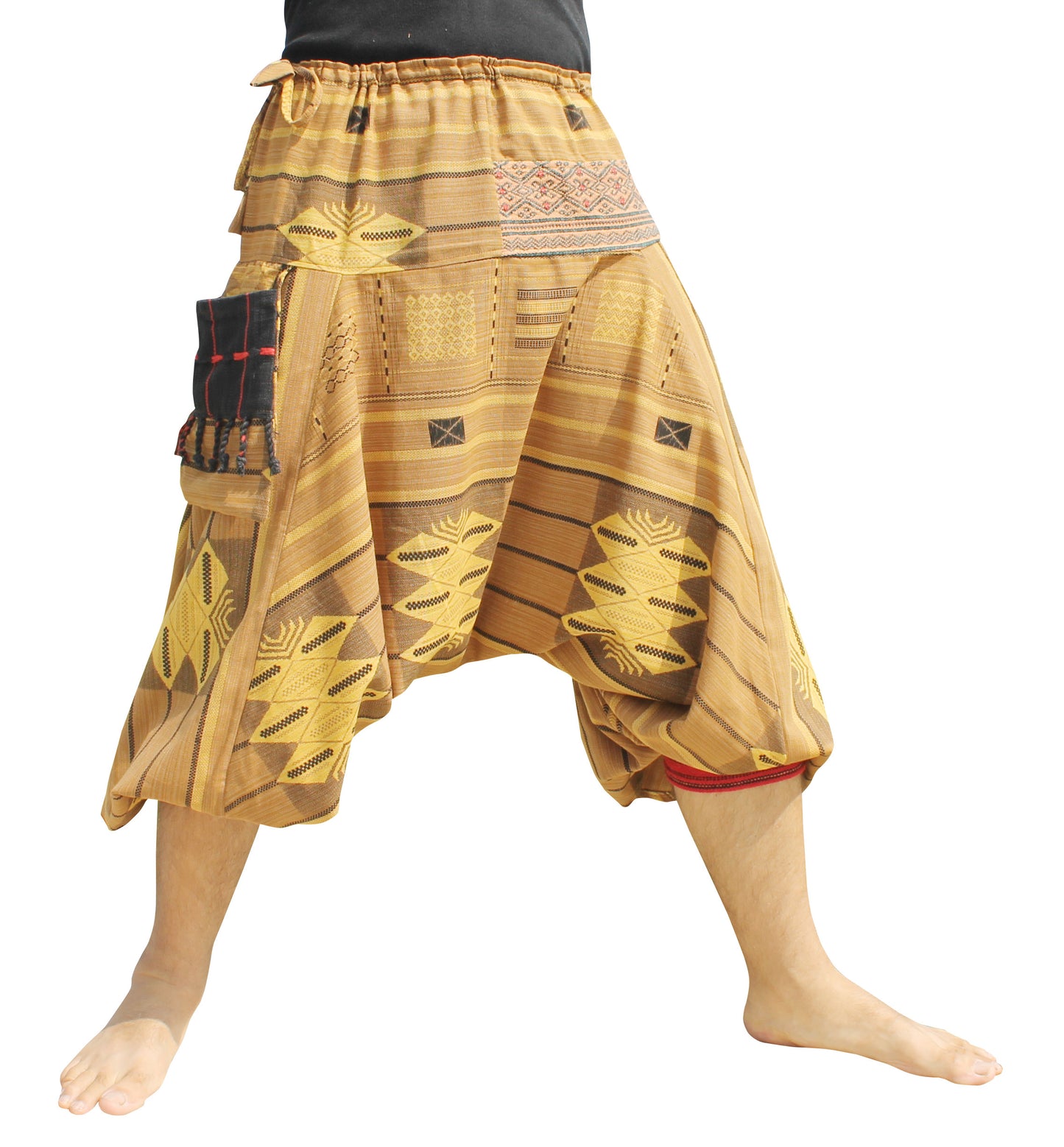 RaanPahMuang Aladin Pants Japanese style with Tied Cuffs and Woven Patches
