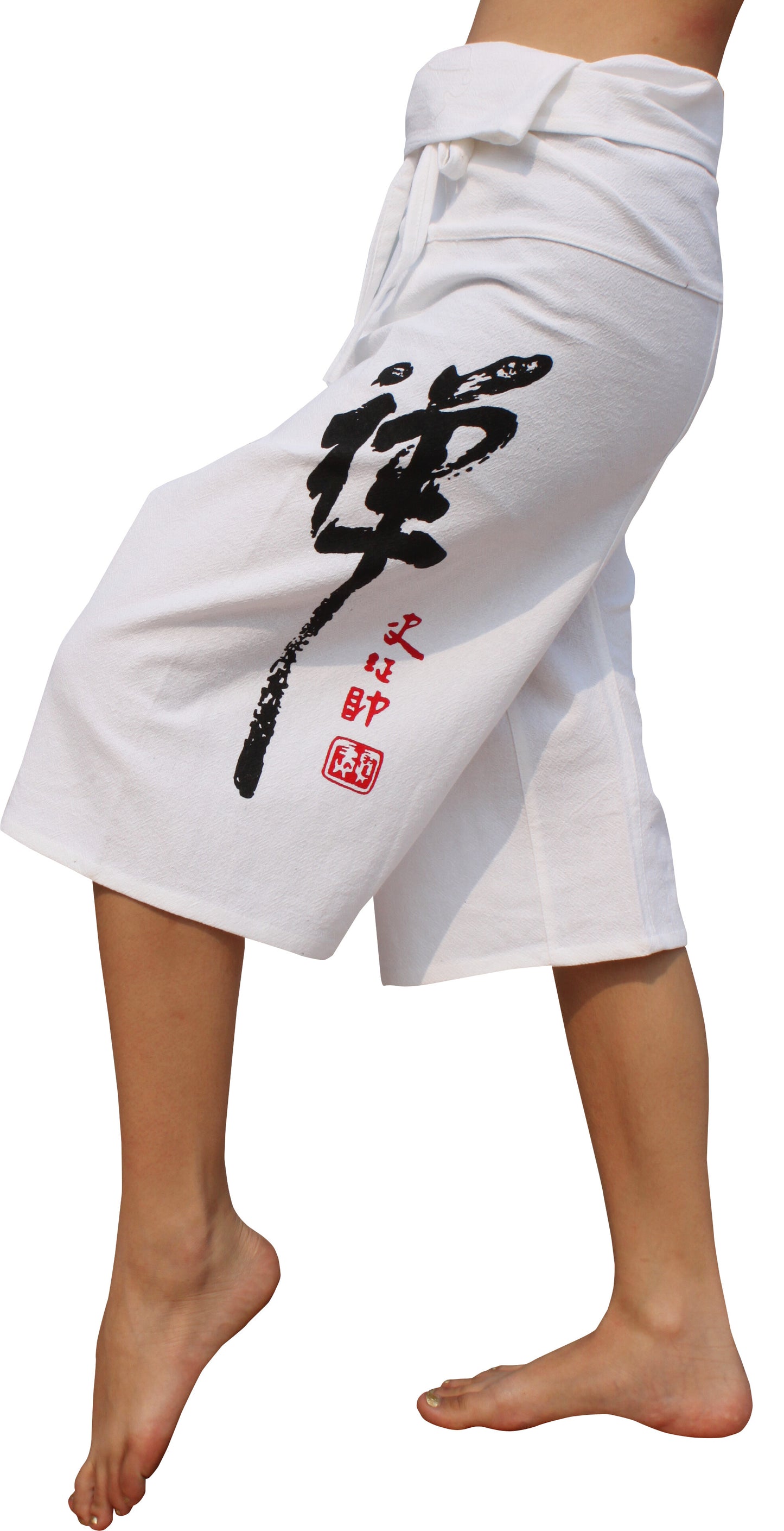 RaanPahMuang Cotton Fisherman Capri Wrap Shorts Tattoo Dragon Print